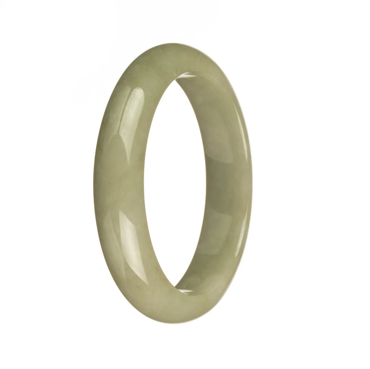 Genuine Grade A Olive Green Burma Jade Bangle Bracelet - 57mm Half Moon - Image 3