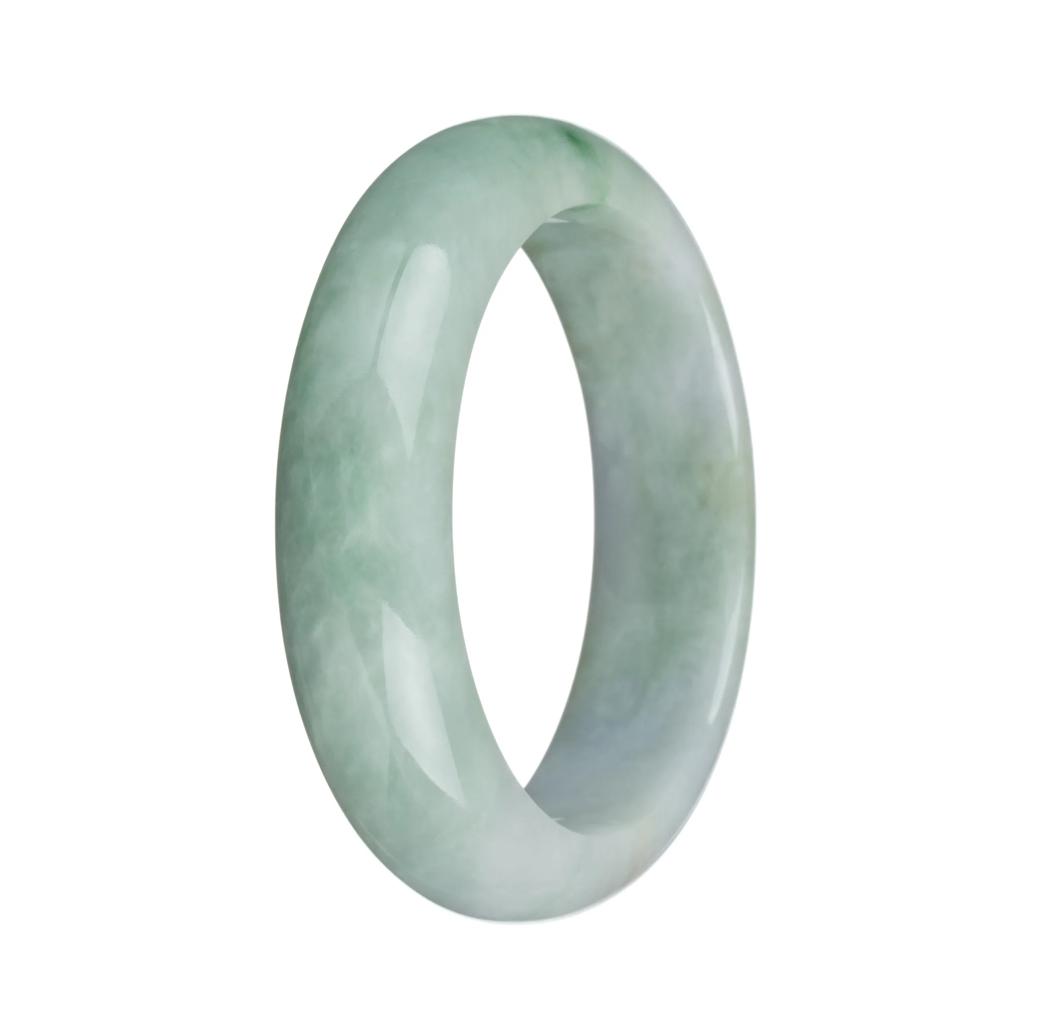 Genuine Type A Green and Lavender Jadeite Bracelet - 57mm Half Moon