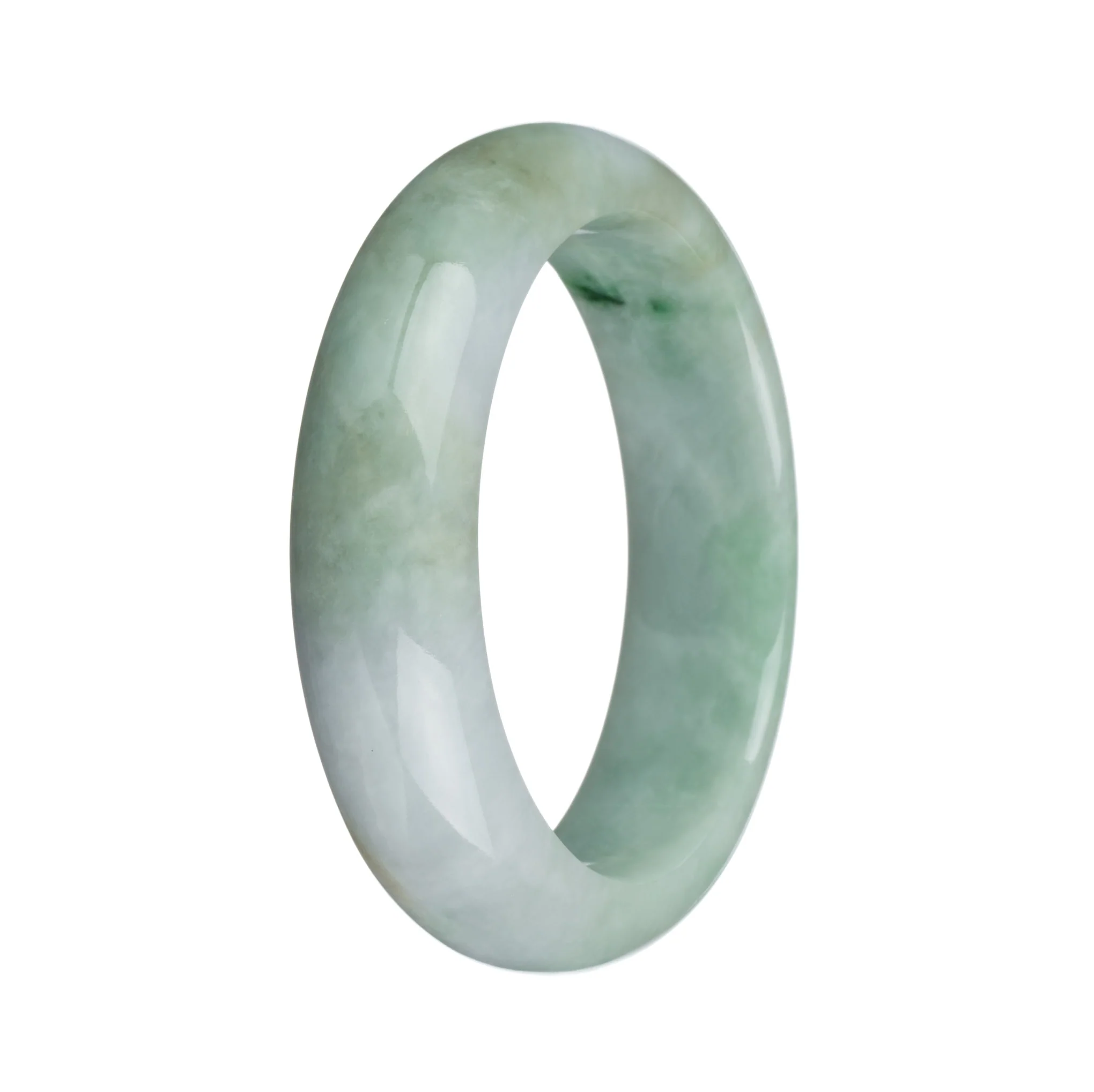Genuine Type A Green and Lavender Jadeite Bracelet - 57mm Half Moon - Image 2