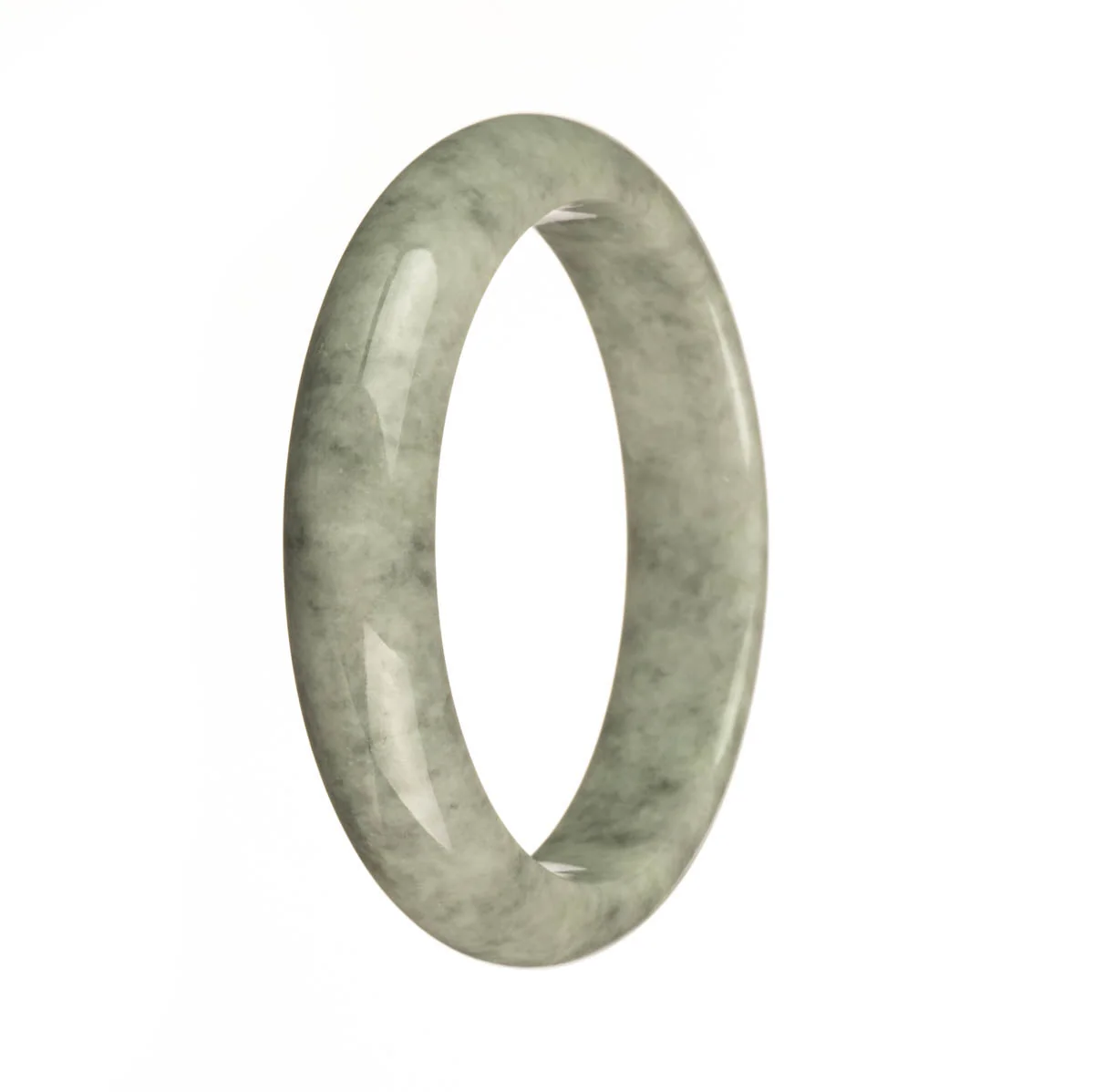Genuine Untreated Grey Pattern Burmese Jade Bangle Bracelet - 59mm Half Moon - Image 3