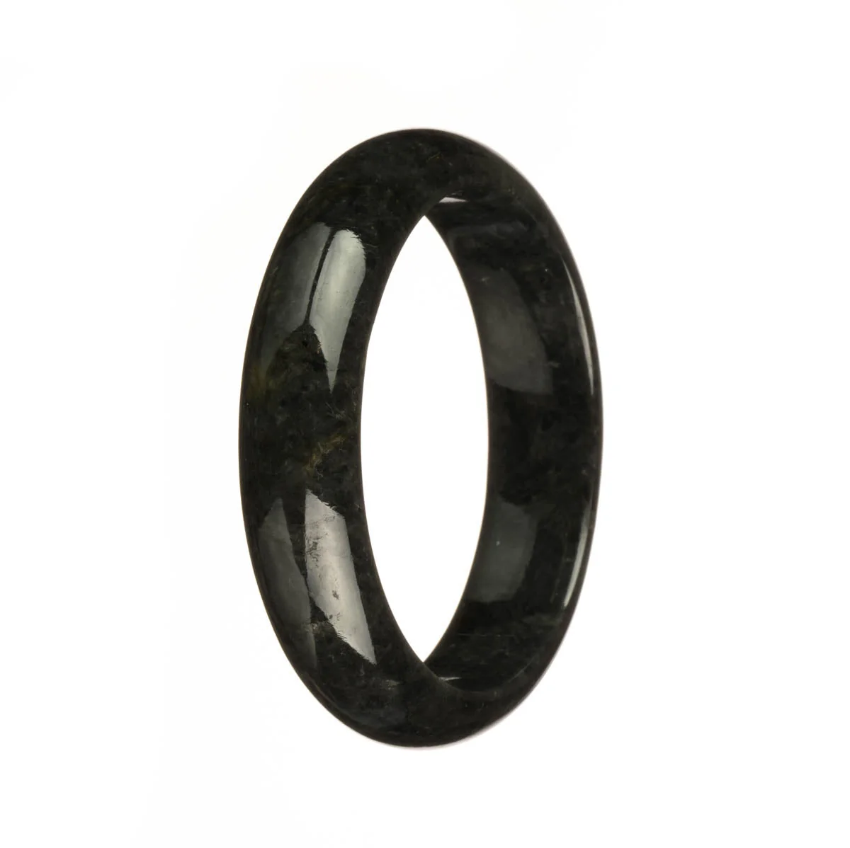 Genuine Grade A Black Traditional Jade Bangle Bracelet - 55mm Half Moon - Image 3