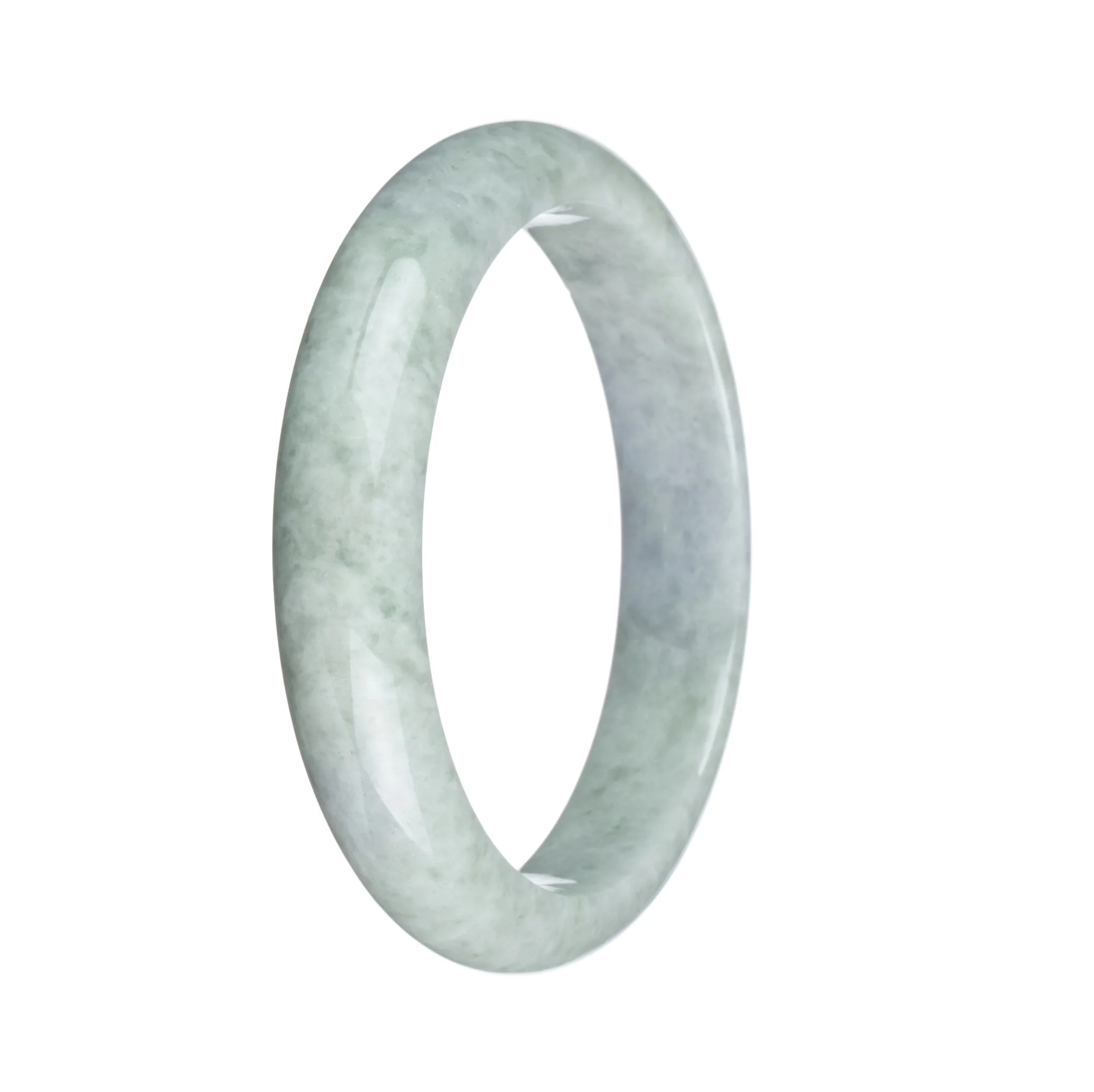 Genuine Type A Green with Lavender Patch Traditional Jade Bracelet - 59mm Half Moon - Image 2