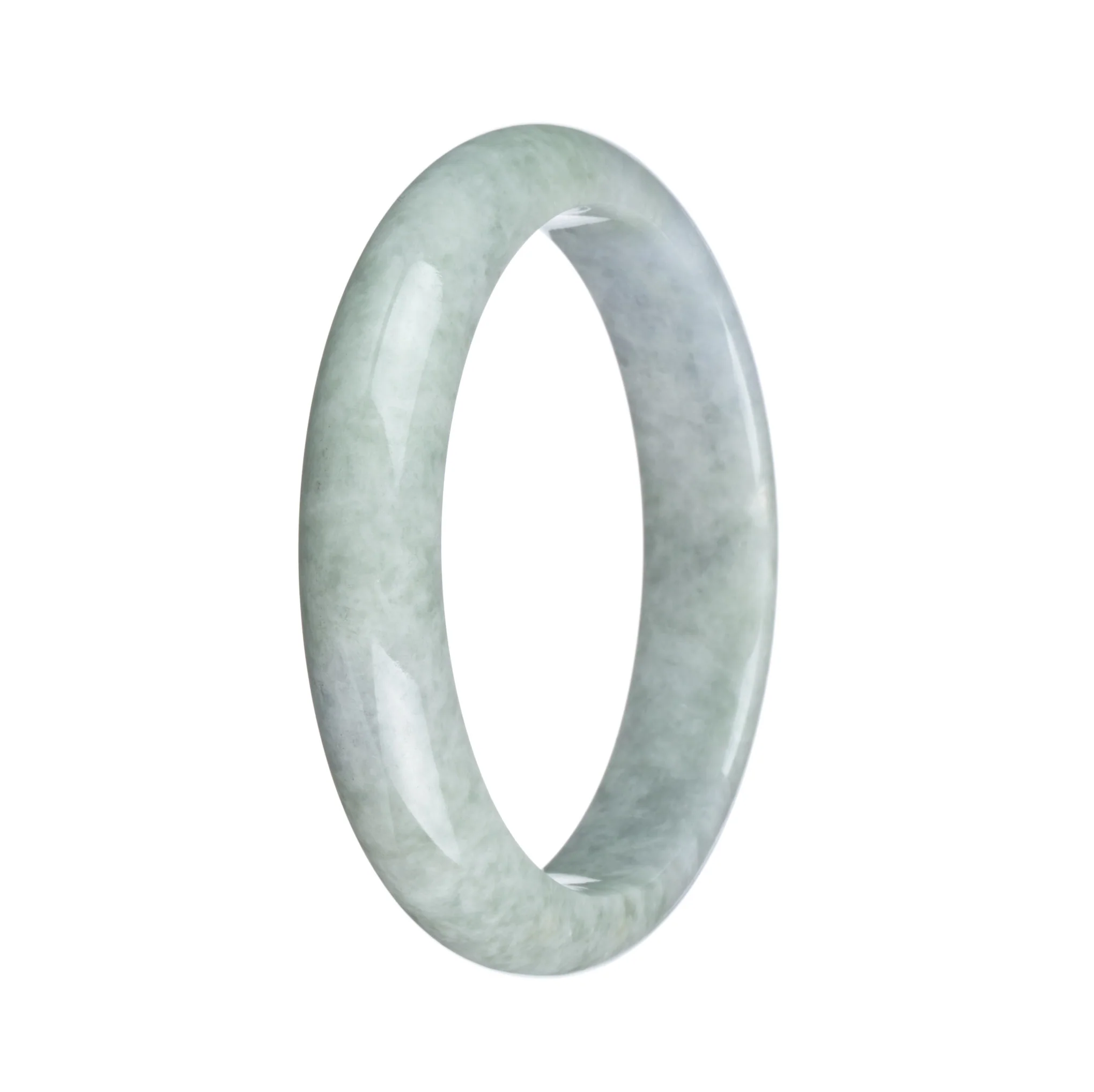 Genuine Type A Green with Lavender Patch Traditional Jade Bracelet - 59mm Half Moon - Image 3