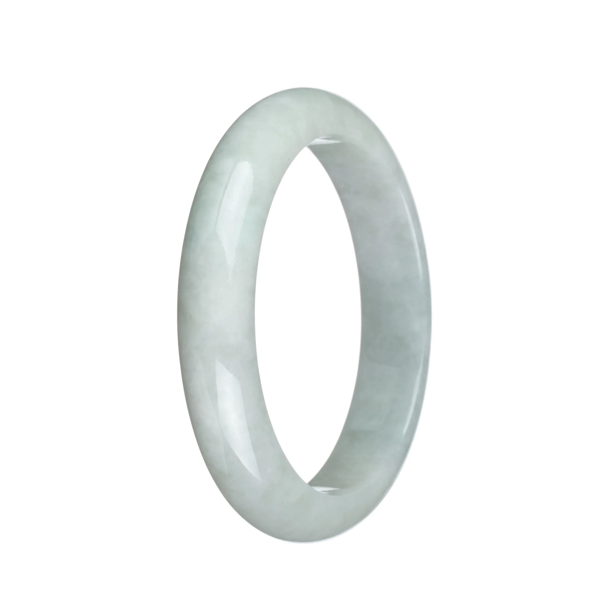 Genuine Type A White with Green Patch Burma Jade Bracelet - 55mm Half Moon - Image 2