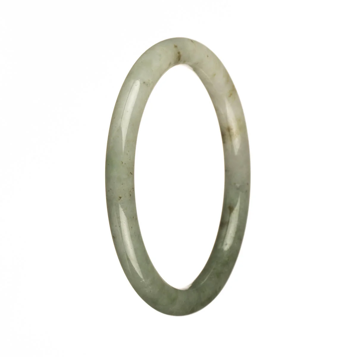 Genuine Grade A Green and White Jade Bangle Bracelet - 60mm Petite Round - Image 3