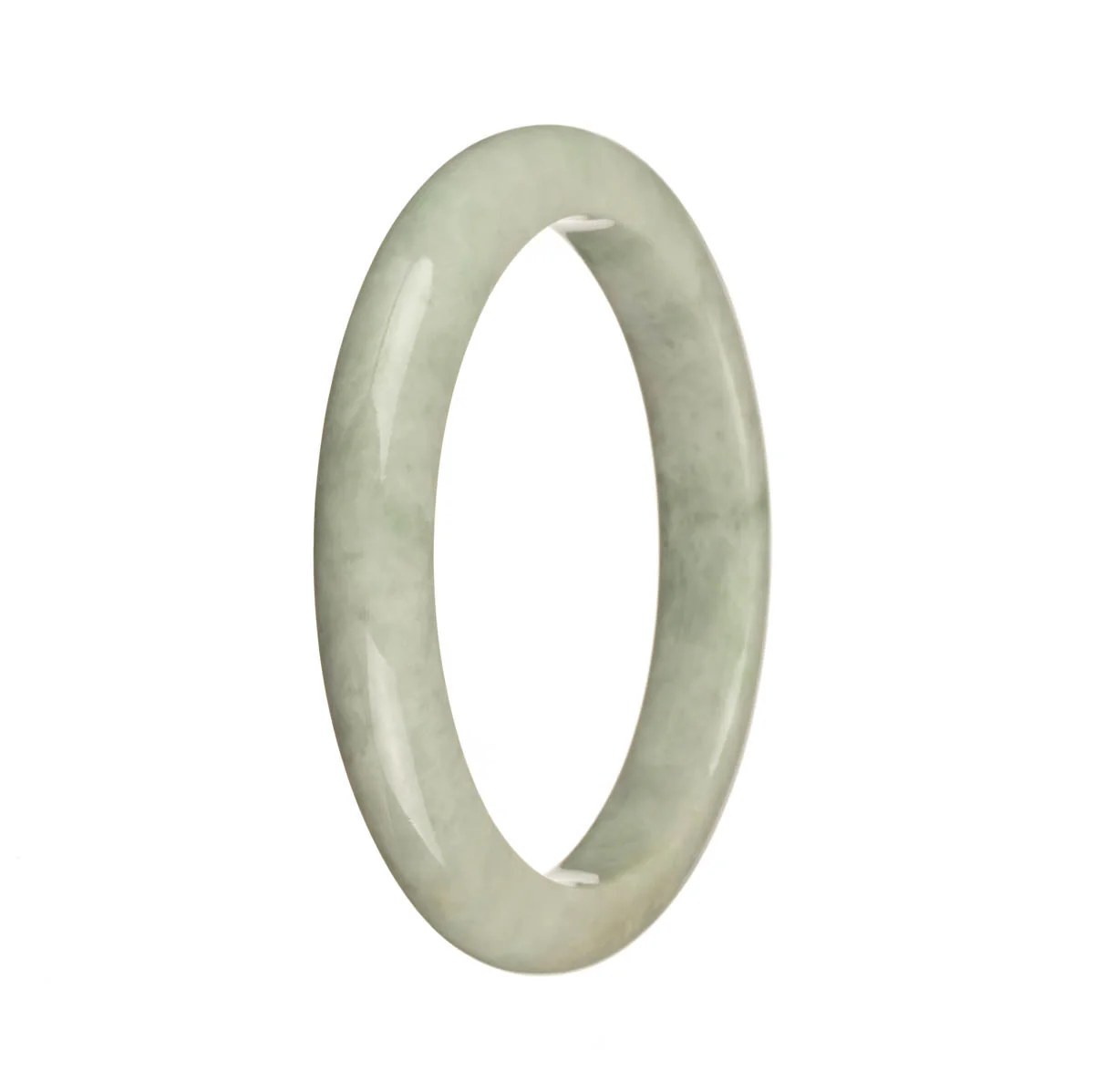 Genuine Type A Pale Green with Green Pattern Burmese Jade Bangle Bracelet - 58mm Semi Round - Image 2