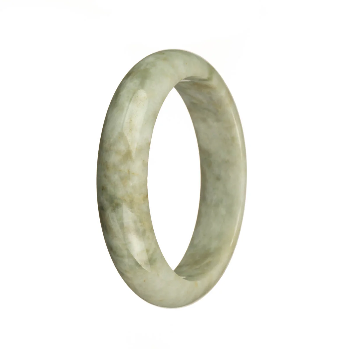 Genuine Natural Grey with Brown Patterns Burma Jade Bangle - 55mm Half Moon - Image 2