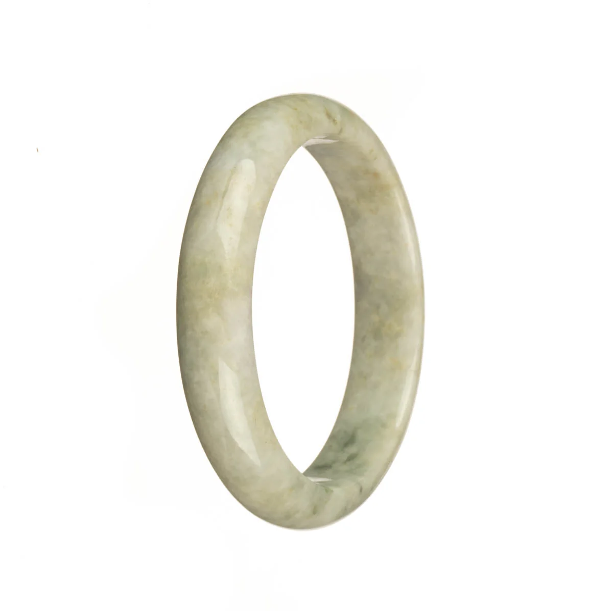 Genuine Natural Grey Burma Jade Bangle - 54mm Half Moon - Image 2