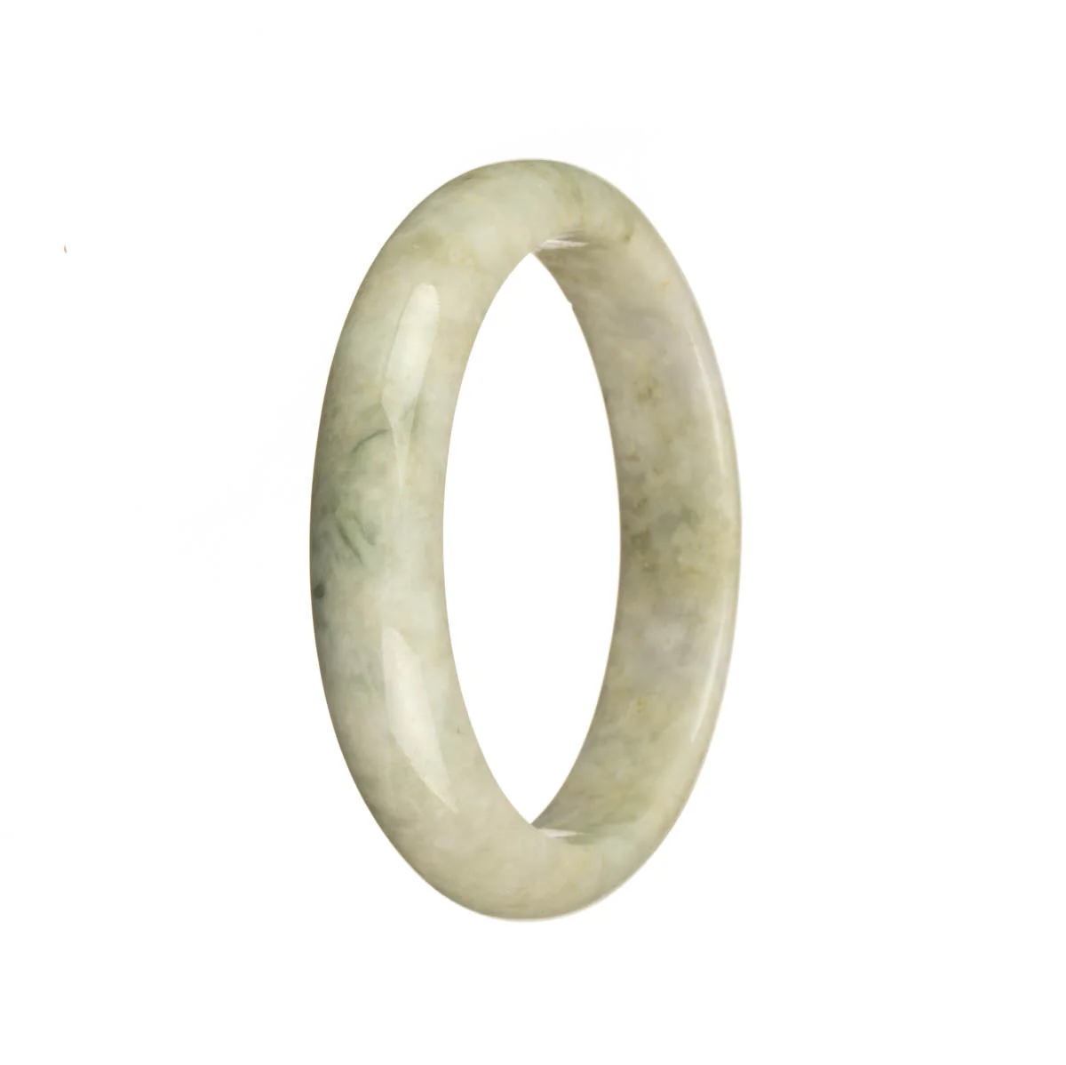 Genuine Natural Grey Burma Jade Bangle - 54mm Half Moon - Image 3