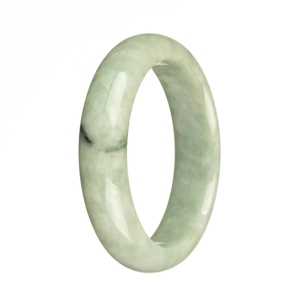 Genuine Natural Green Traditional Jade Bangle - 57mm Half Moon