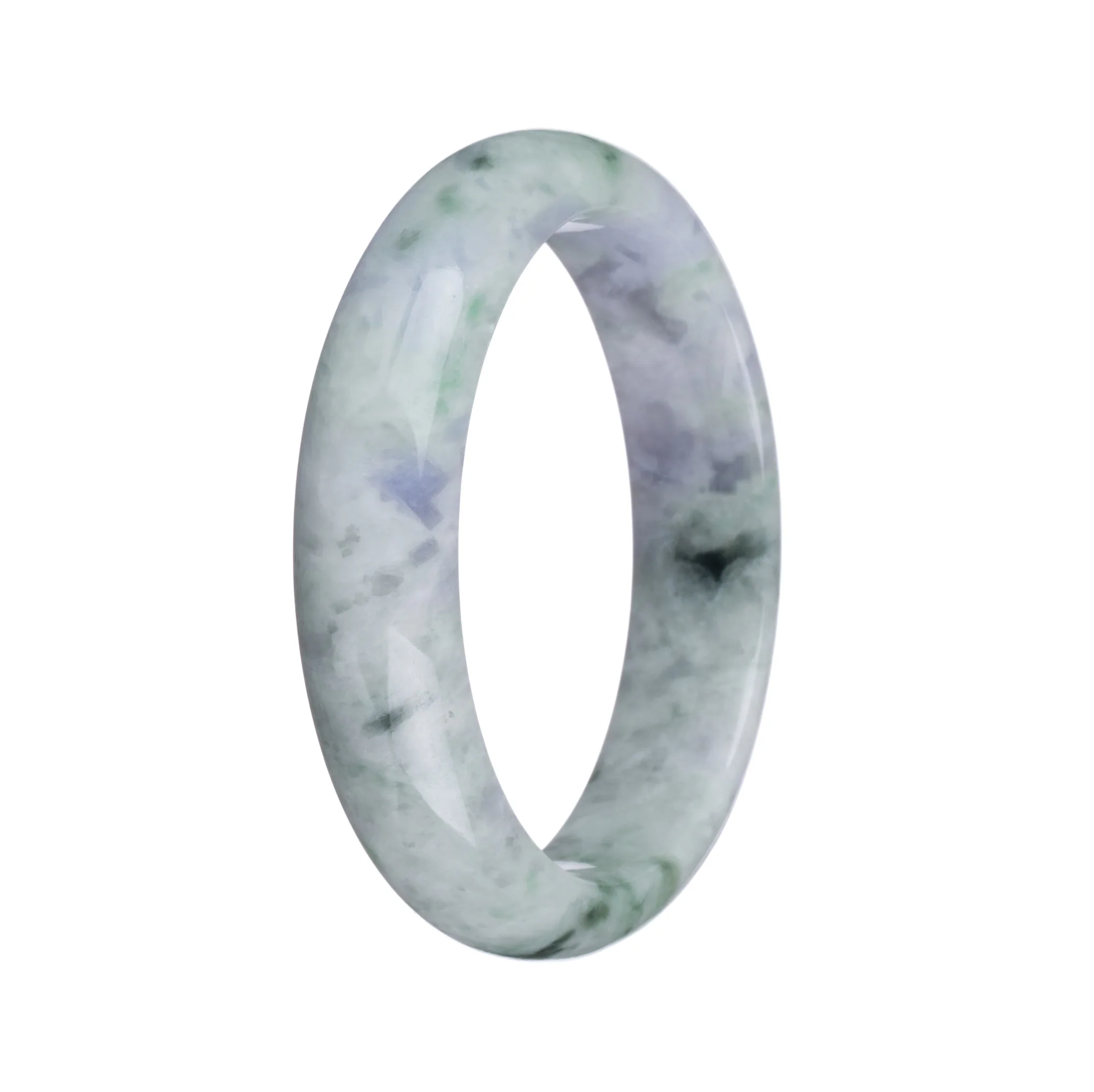 Real Grade A Grey, Green and Lavender Jadeite Bracelet - 57mm Half Moon