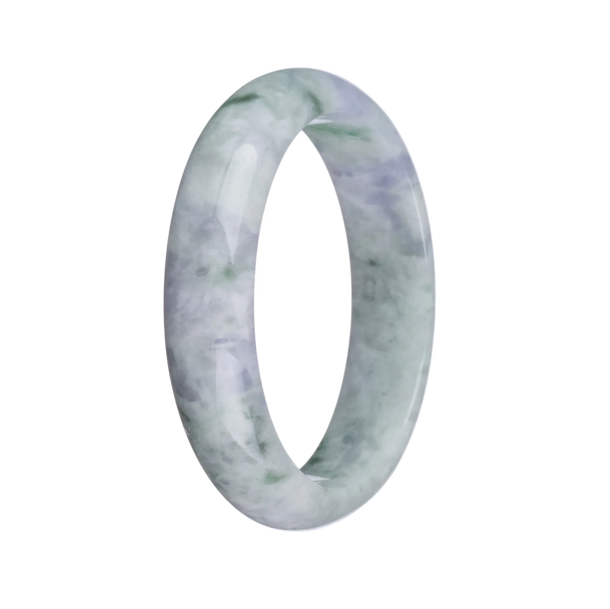 Real Grade A Grey, Green and Lavender Jadeite Bracelet - 57mm Half Moon - Image 2