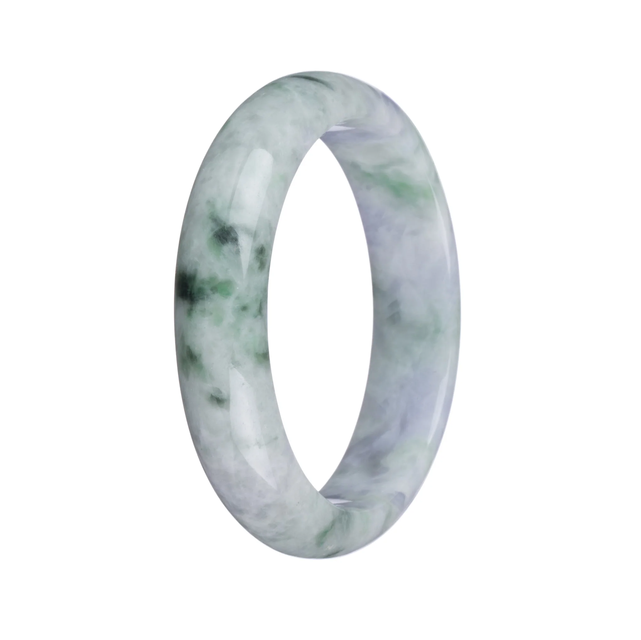Real Grade A Grey, Green and Lavender Jadeite Bracelet - 57mm Half Moon - Image 3