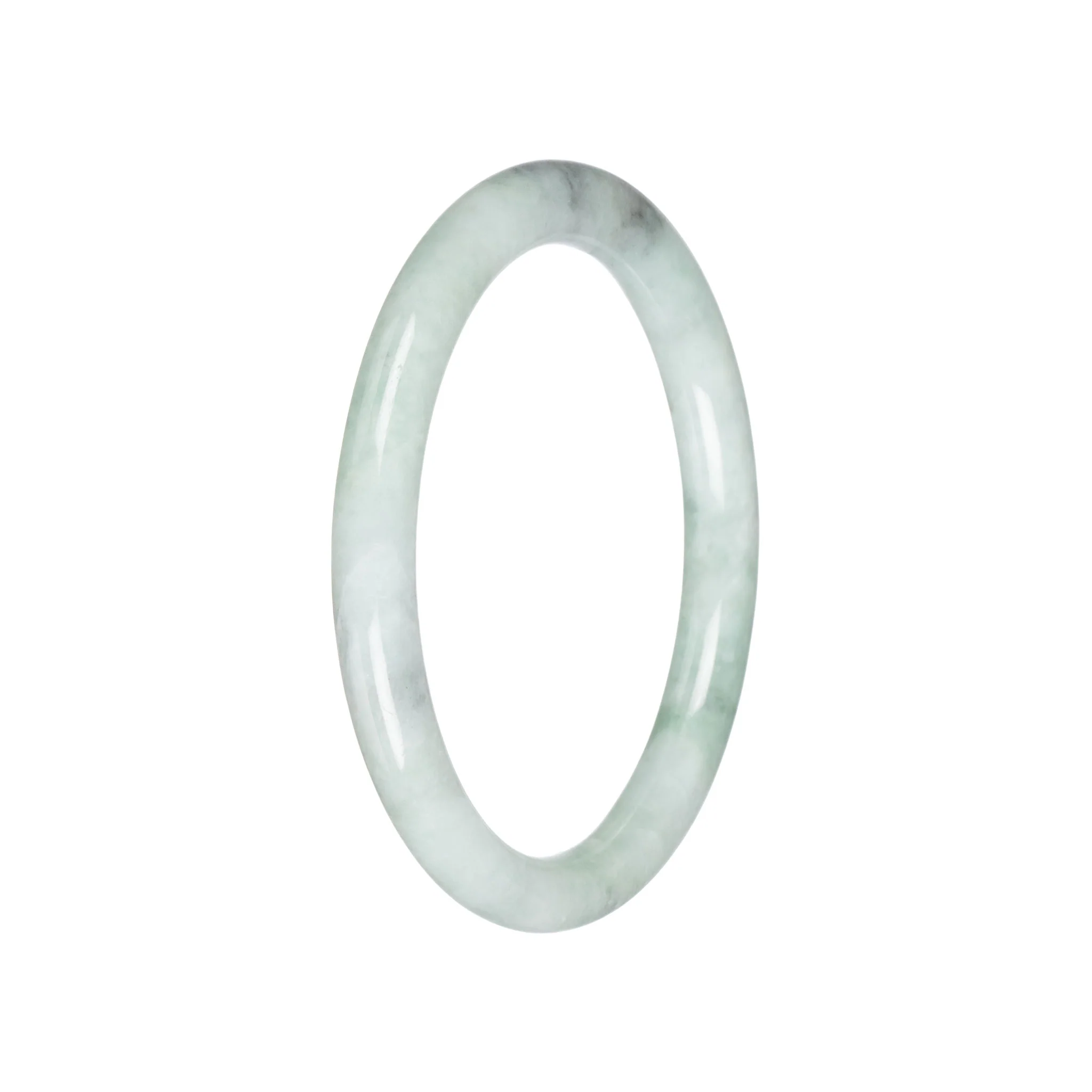 Genuine Light Green Burmese Jade Bangle Bracelet - 59mm Petite Round