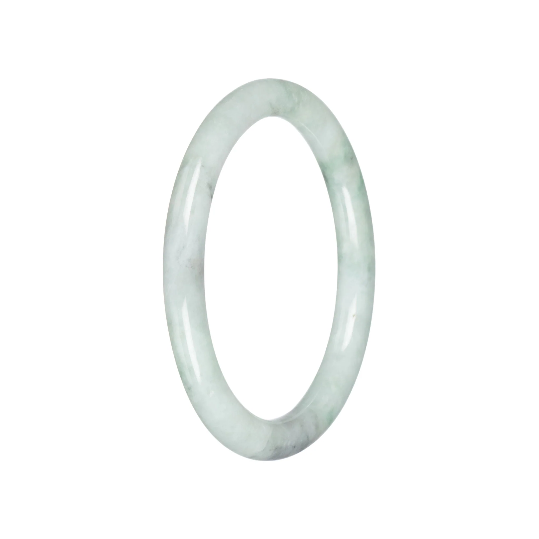 Genuine Light Green Burmese Jade Bangle Bracelet - 59mm Petite Round - Image 2