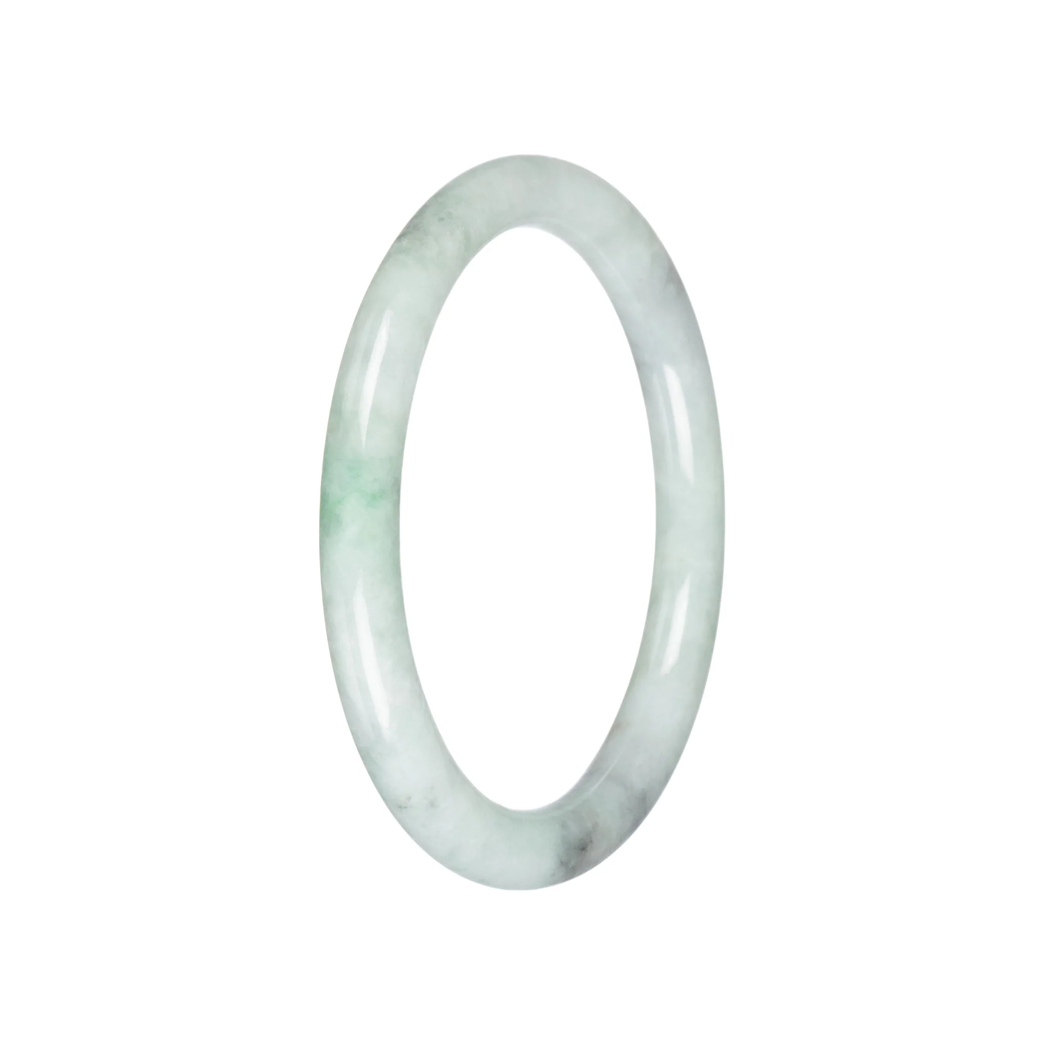 Genuine Light Green Burmese Jade Bangle Bracelet - 59mm Petite Round - Image 3