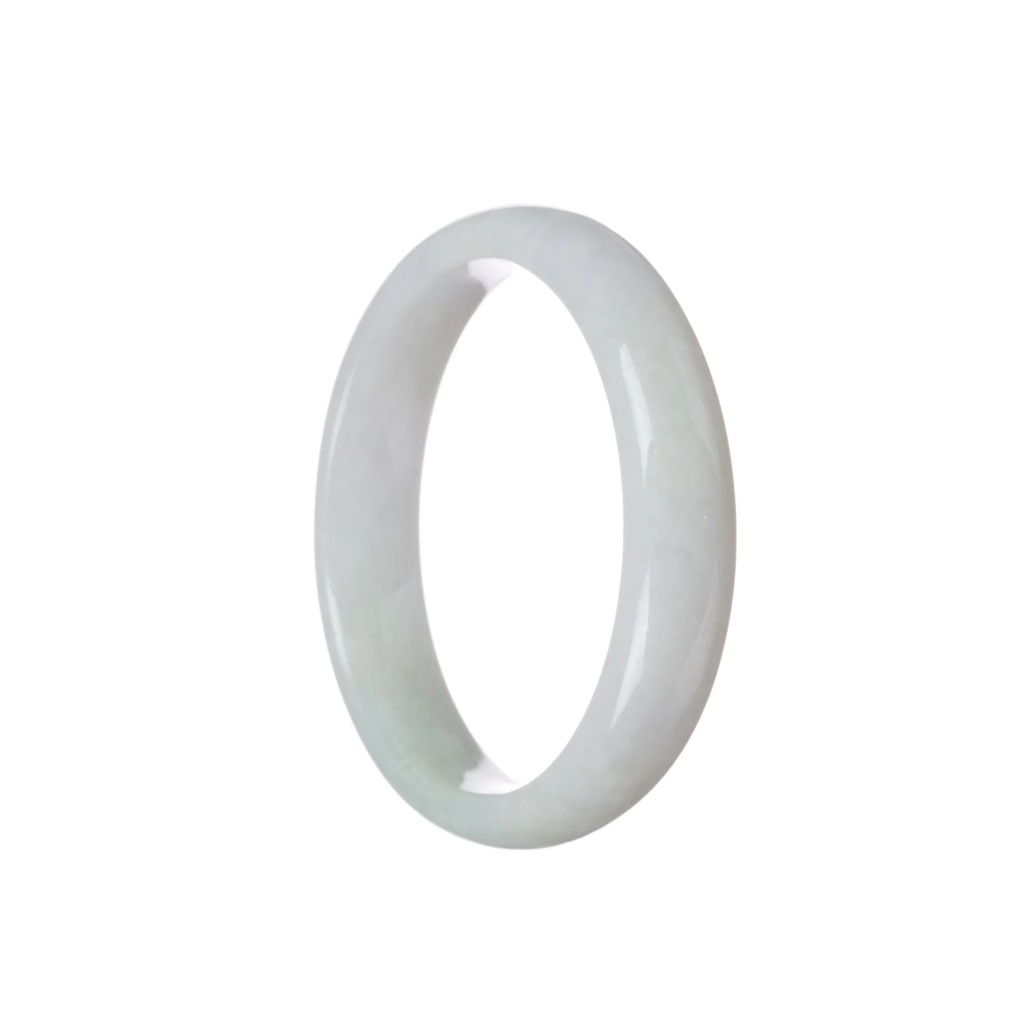 Certified Natural White and Pale Green Jadeite Bangle Bracelet - 58mm Half Moon - Image 2