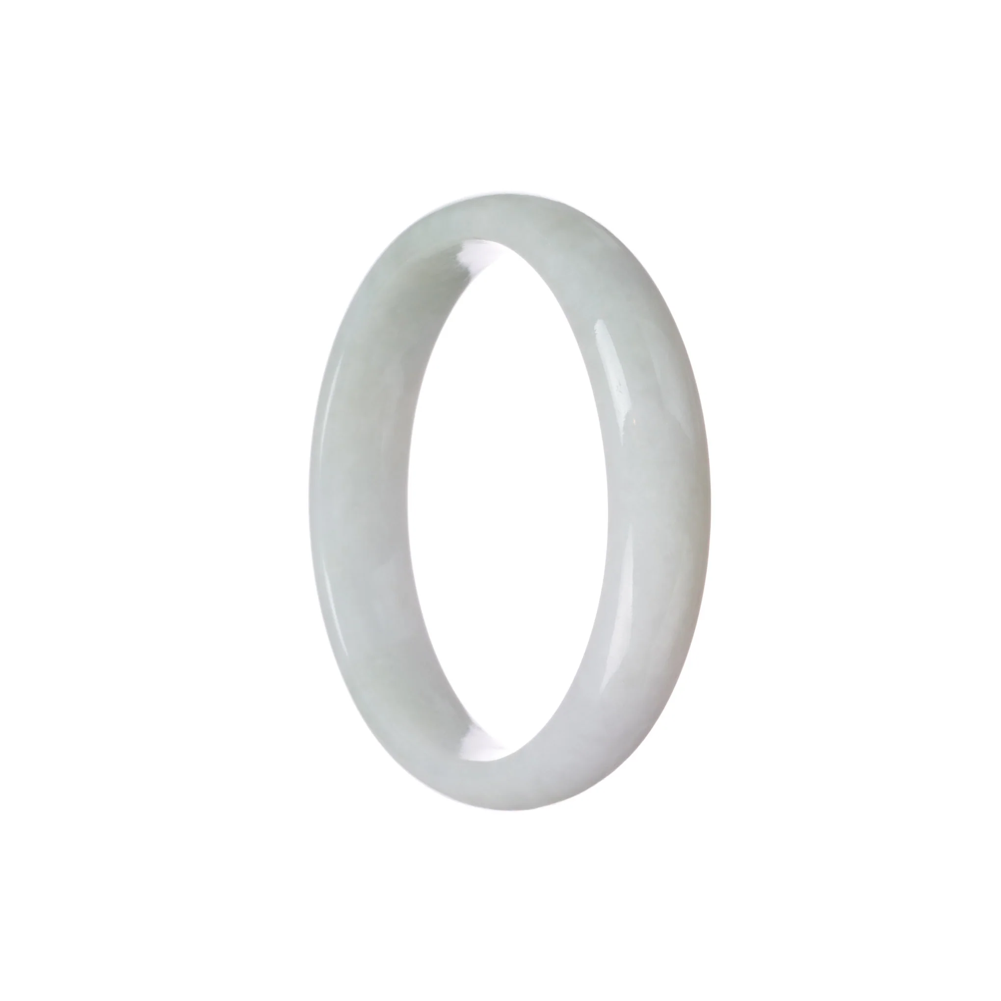 Certified Natural White and Pale Green Jadeite Bangle Bracelet - 58mm Half Moon - Image 3