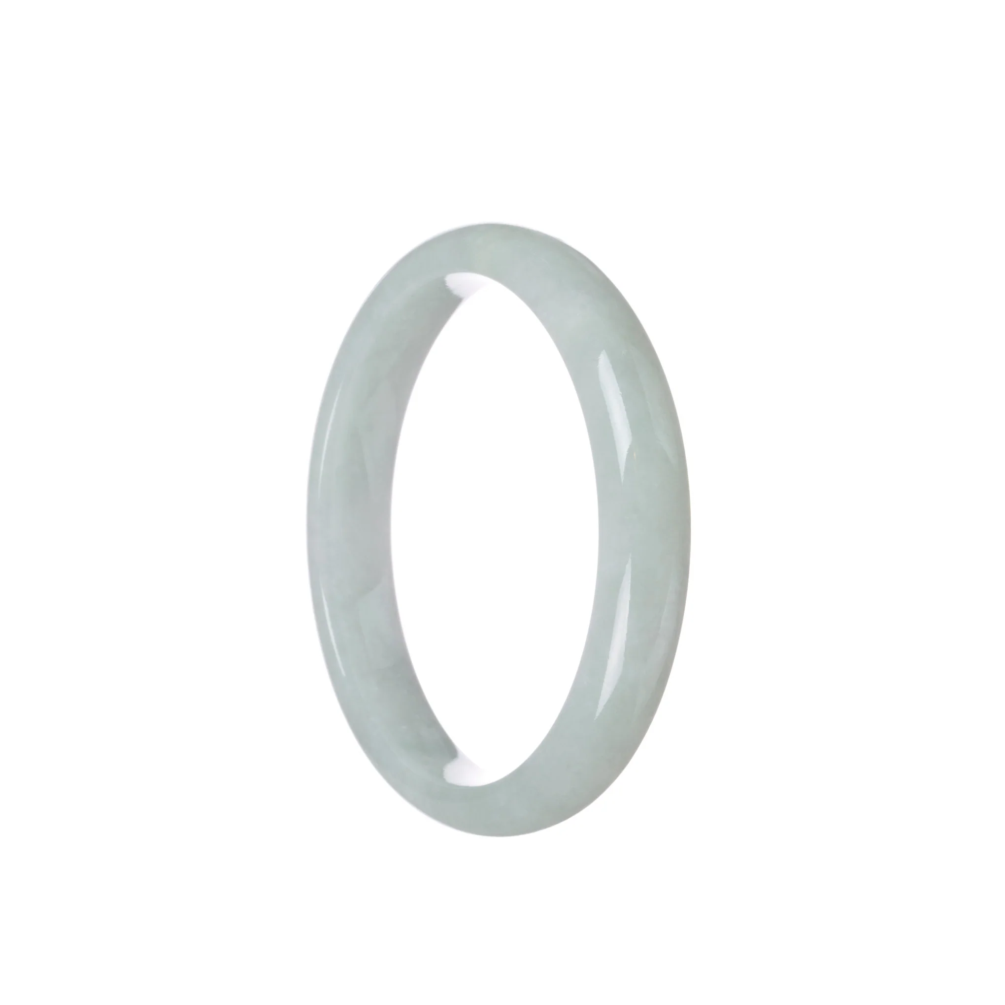 Certified Grade A Pale Green Jade Bangle Bracelet - 57mm Half Moon