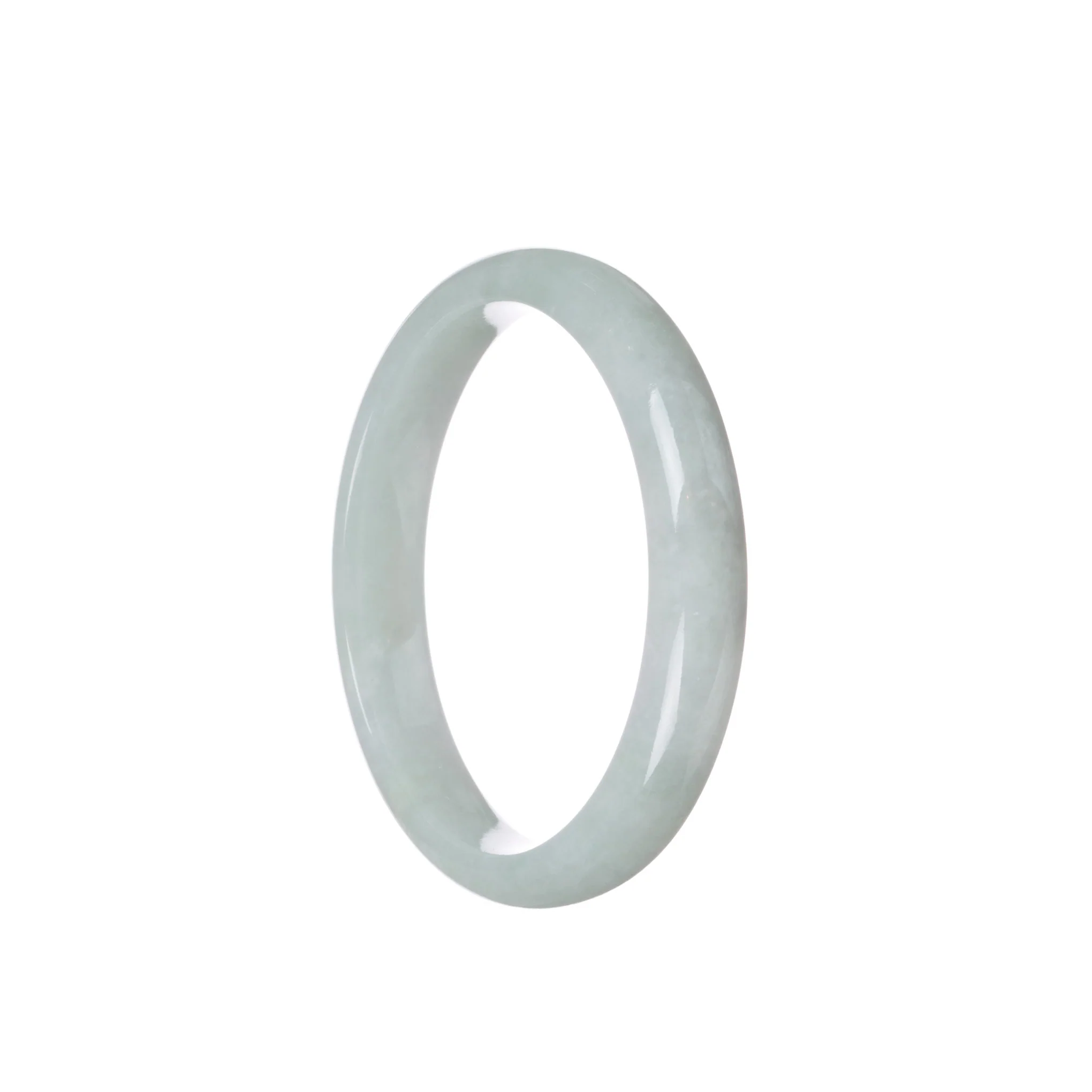 Certified Grade A Pale Green Jade Bangle Bracelet - 57mm Half Moon - Image 2