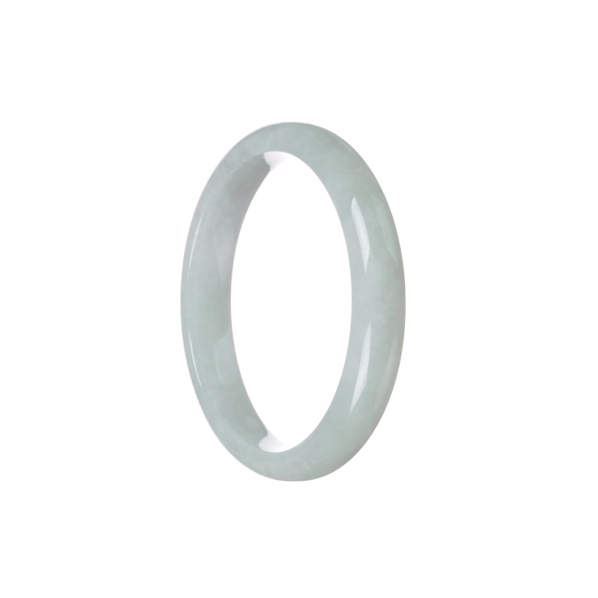 Certified Grade A Pale Green Jade Bangle Bracelet - 57mm Half Moon - Image 3