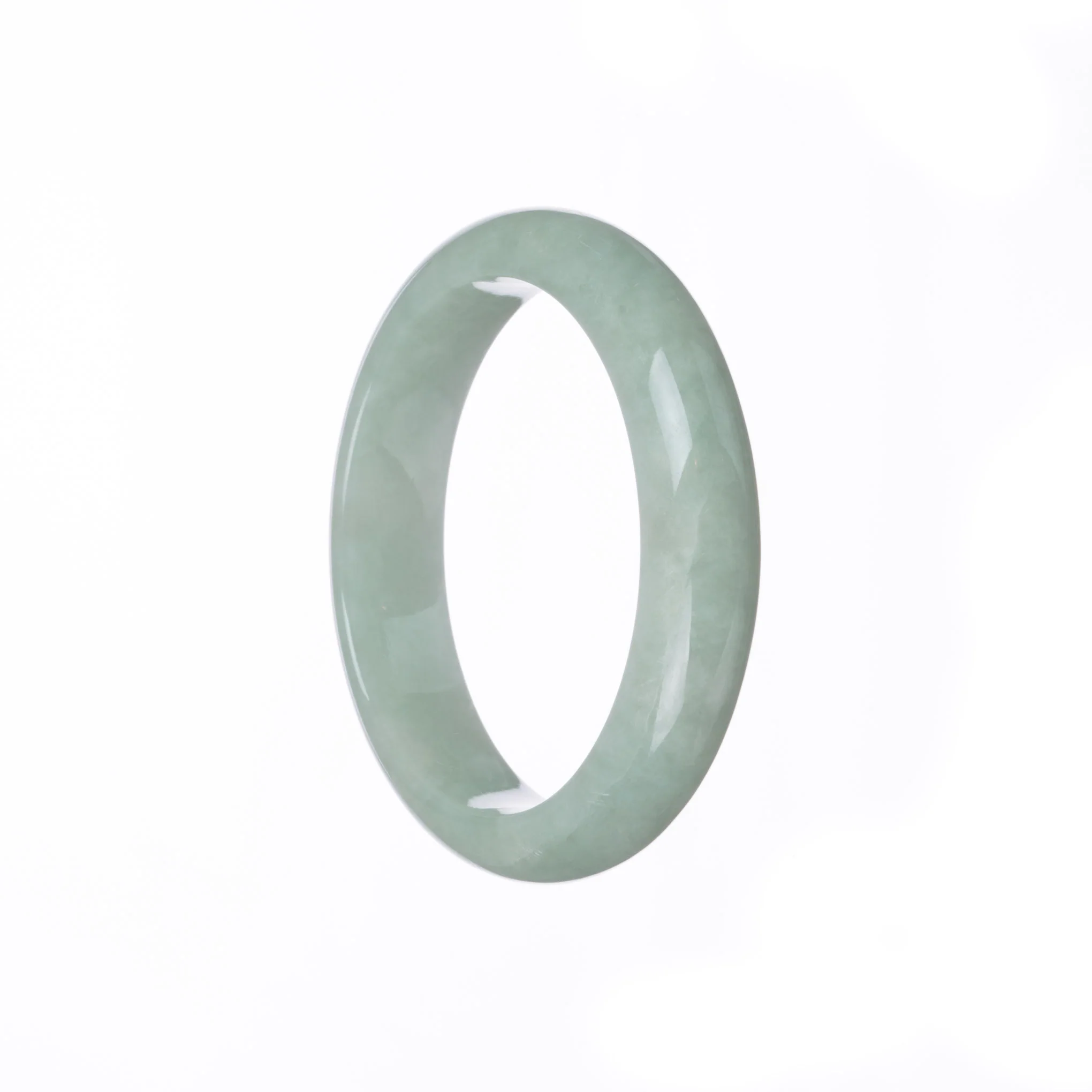 Genuine Grade A Light green Burmese Jade Bracelet - 55mm Half Moon