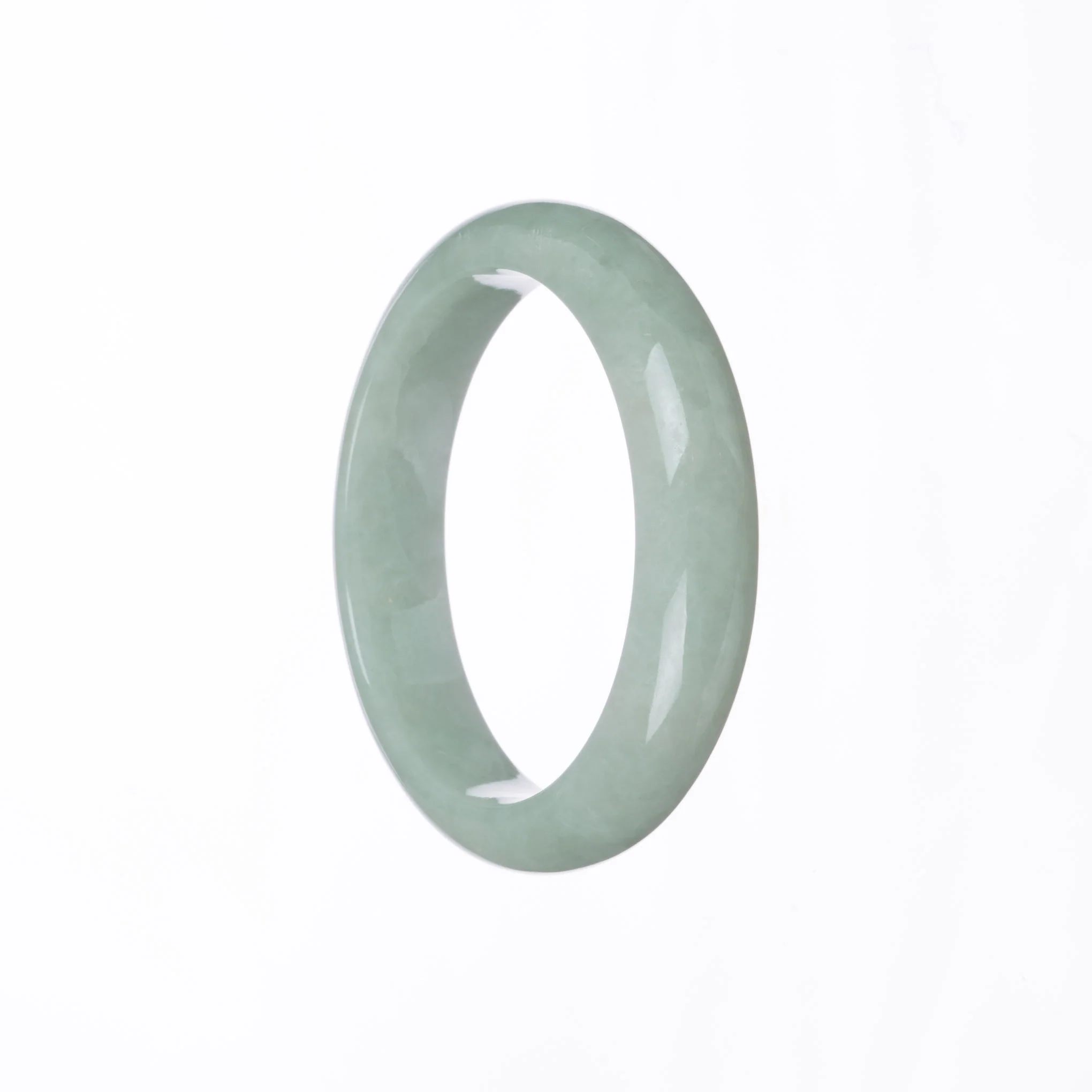Genuine Grade A Light green Burmese Jade Bracelet - 55mm Half Moon - Image 3