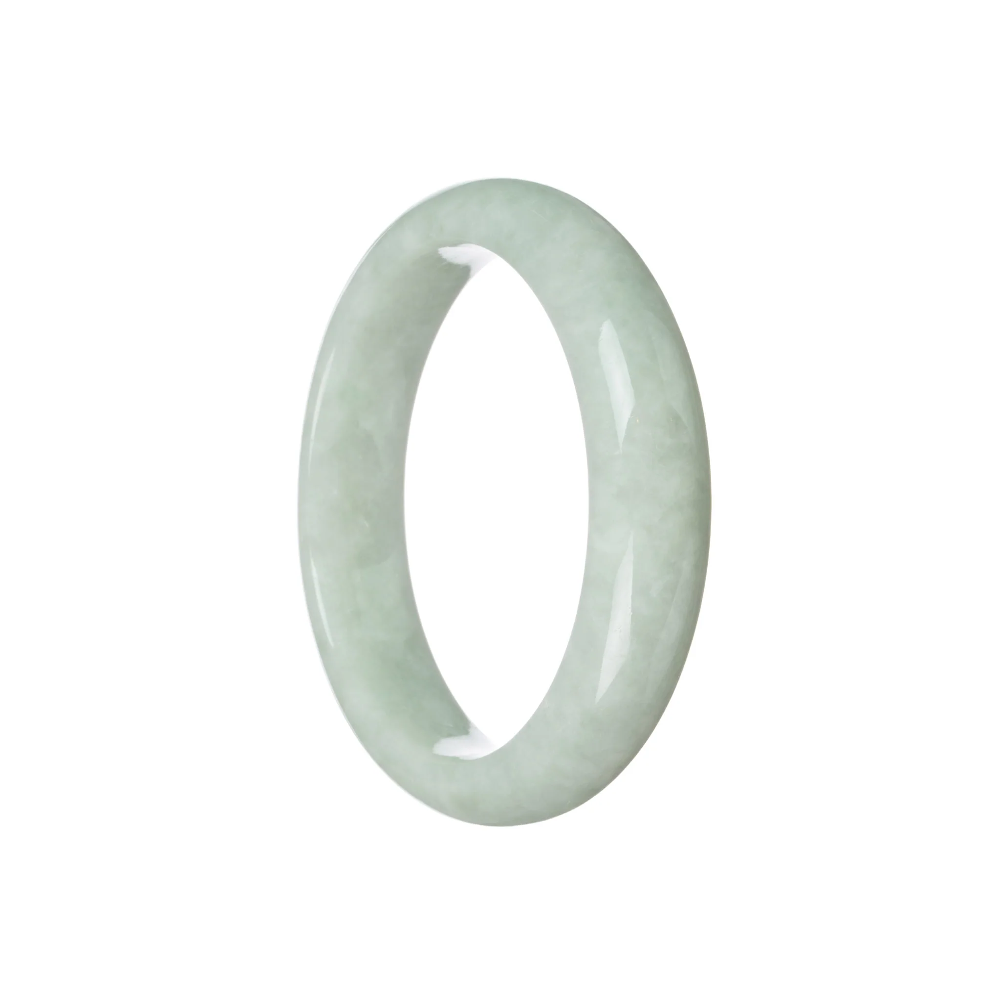 Authentic Grade A Light Green Jadeite Bangle Bracelet - 58mm Half Moon - Image 2