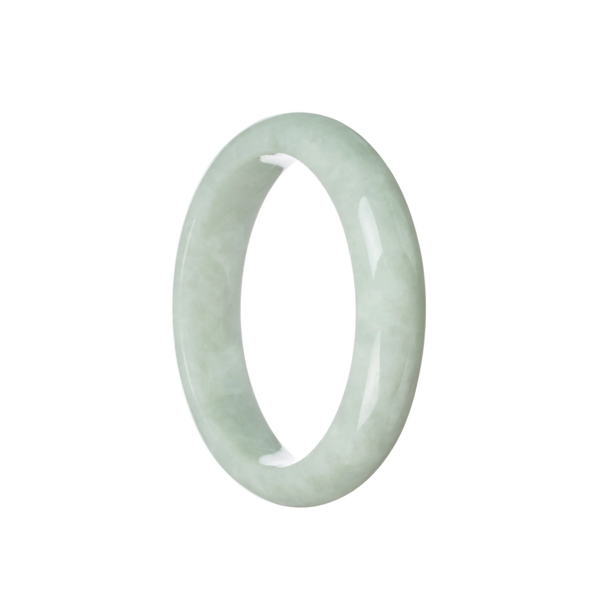Authentic Grade A Light Green Jadeite Bangle Bracelet - 58mm Half Moon - Image 3
