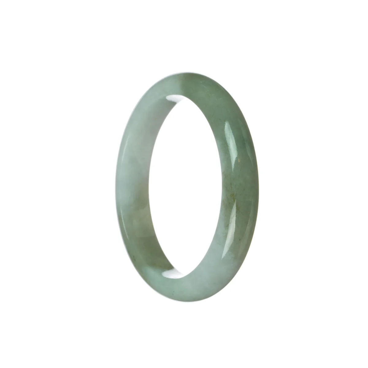 Certified Grade A Green and white Traditional Jade Bangle - 55mm Half Moon