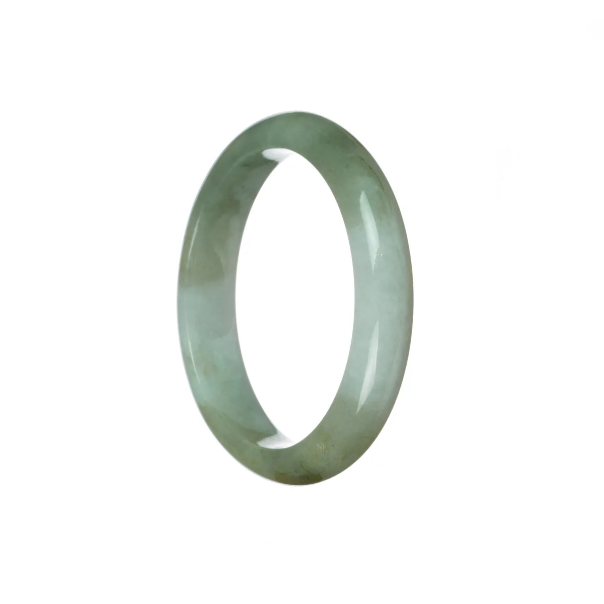 Certified Grade A Green and white Traditional Jade Bangle - 55mm Half Moon - Image 3