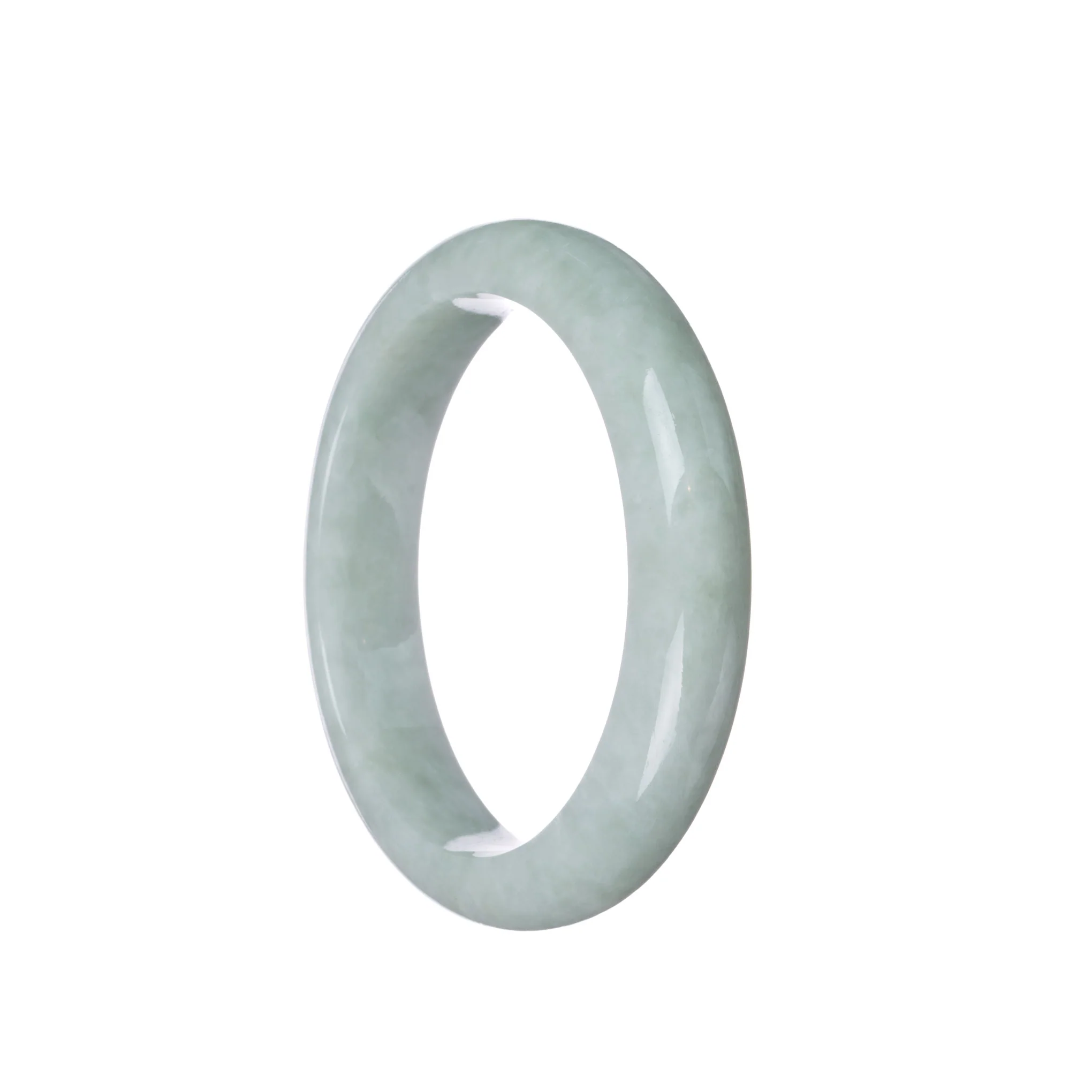 Real Grade A Pale Green Burma Jade Bracelet - 58mm Half Moon - Image 2
