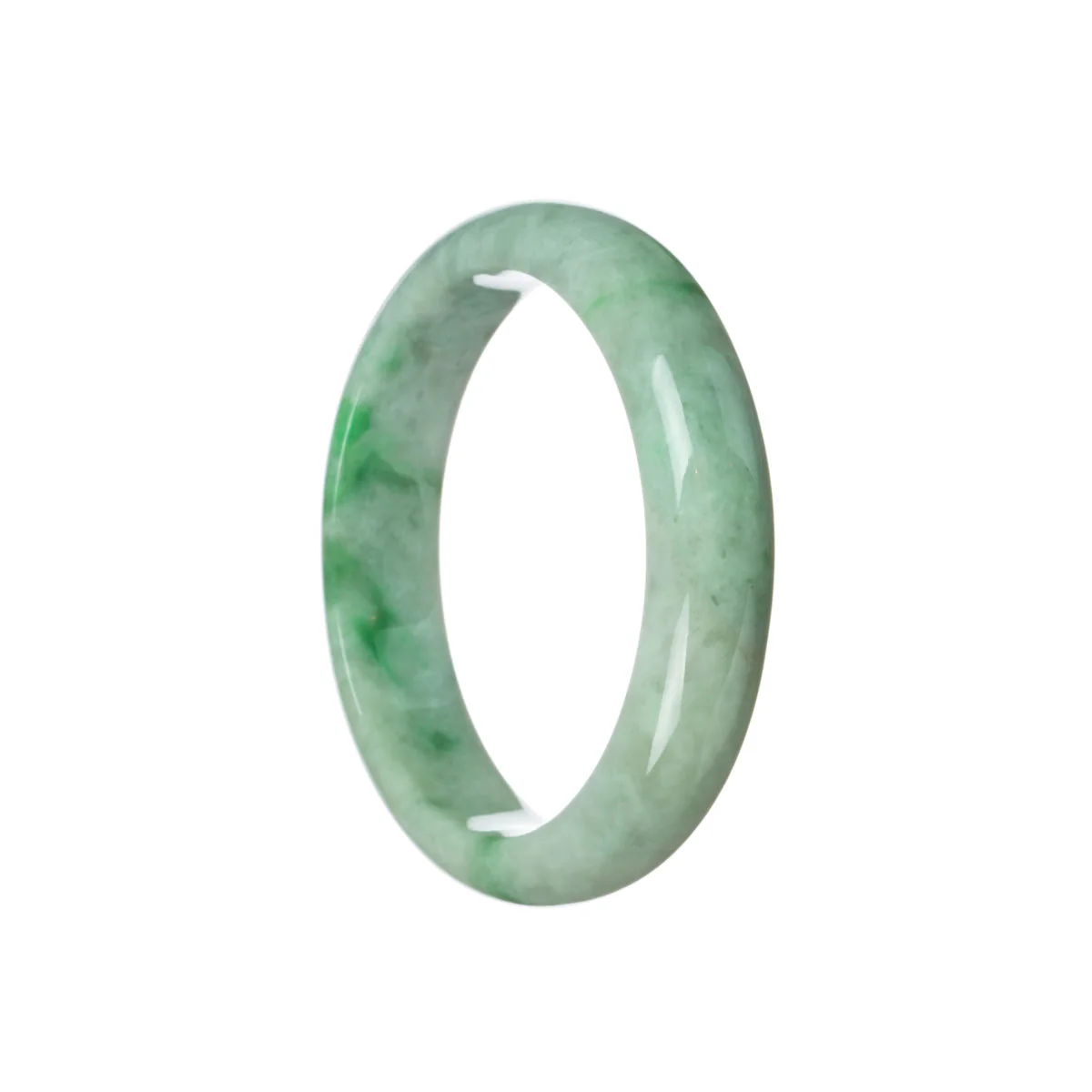 Genuine Grade A White with emerald green Jade Bangle Bracelet - 57mm Half Moon - Image 2