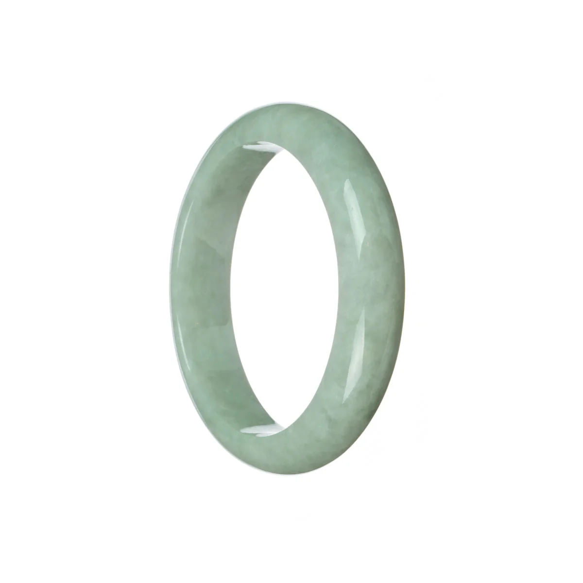 Certified Type A Pale Green Traditional Jade Bangle - 57mm Half Moon - Image 3