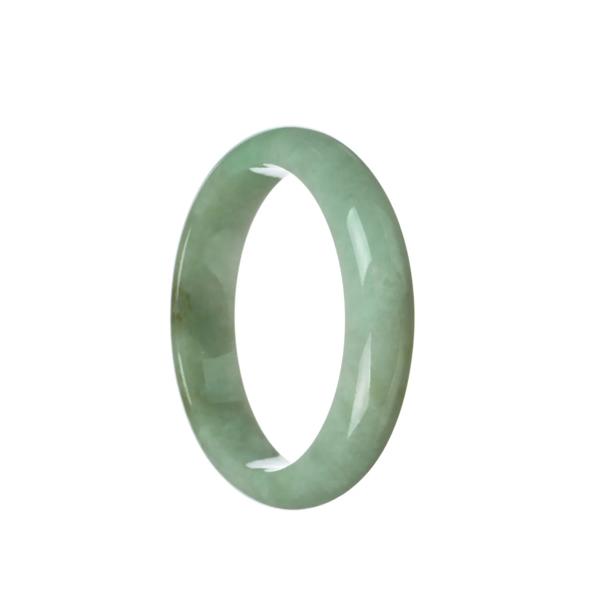 Genuine Grade A Light green Jade Bangle Bracelet - 58mm Half Moon