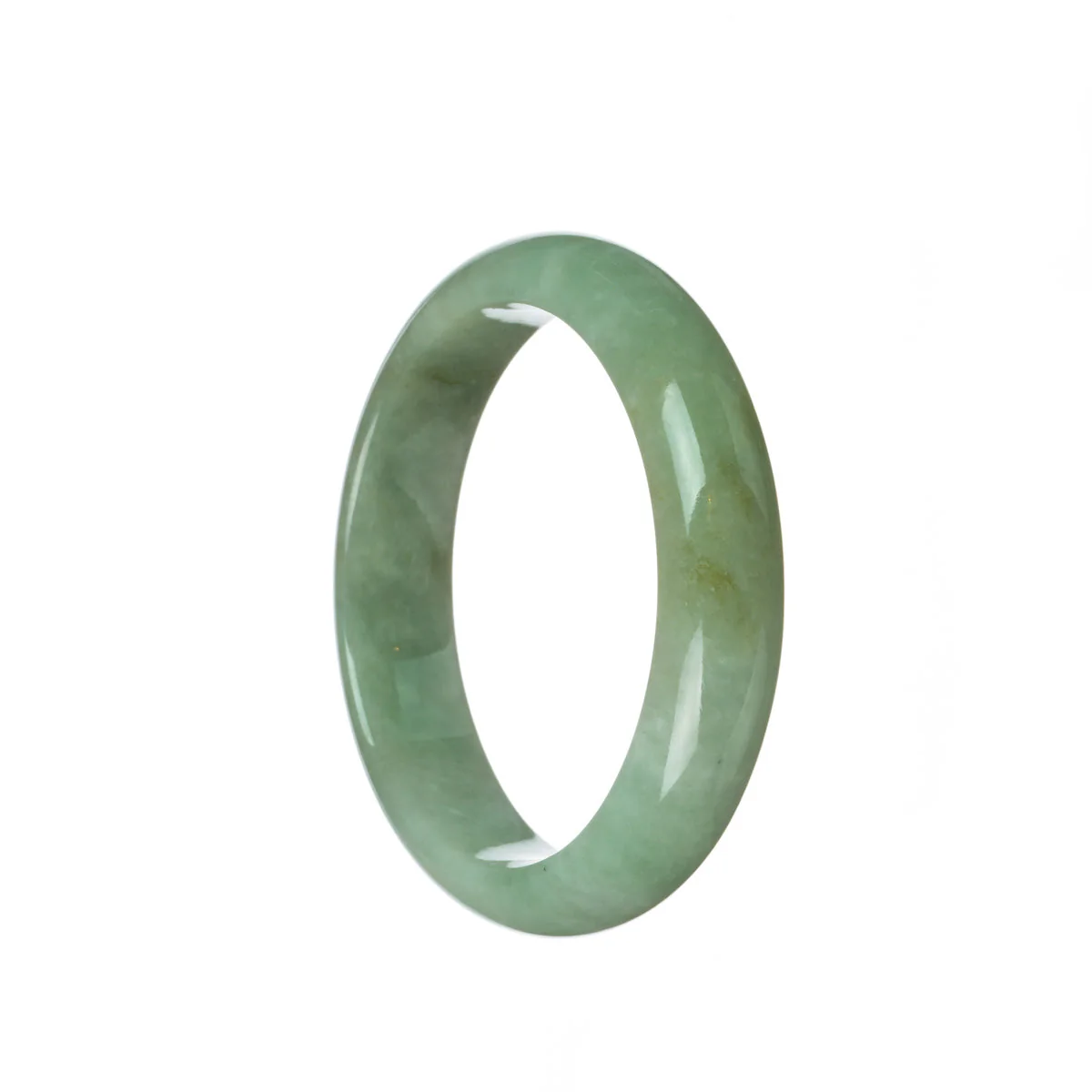 Genuine Untreated Green Burmese Jade Bangle - 57mm Half Moon