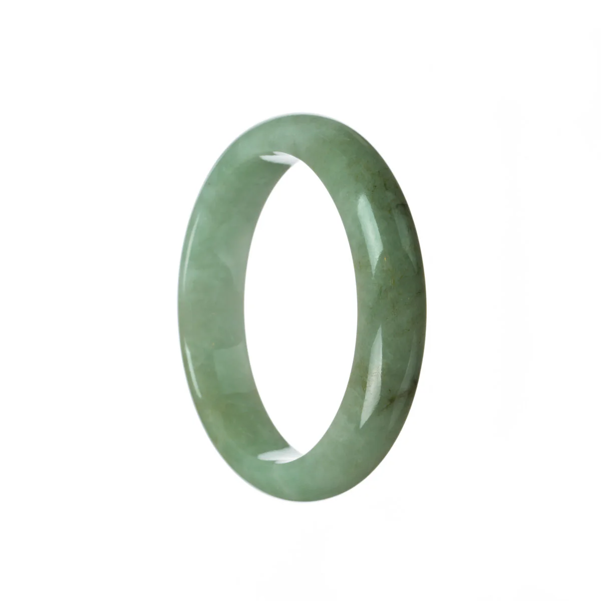 Genuine Untreated Green Burmese Jade Bangle - 57mm Half Moon - Image 3