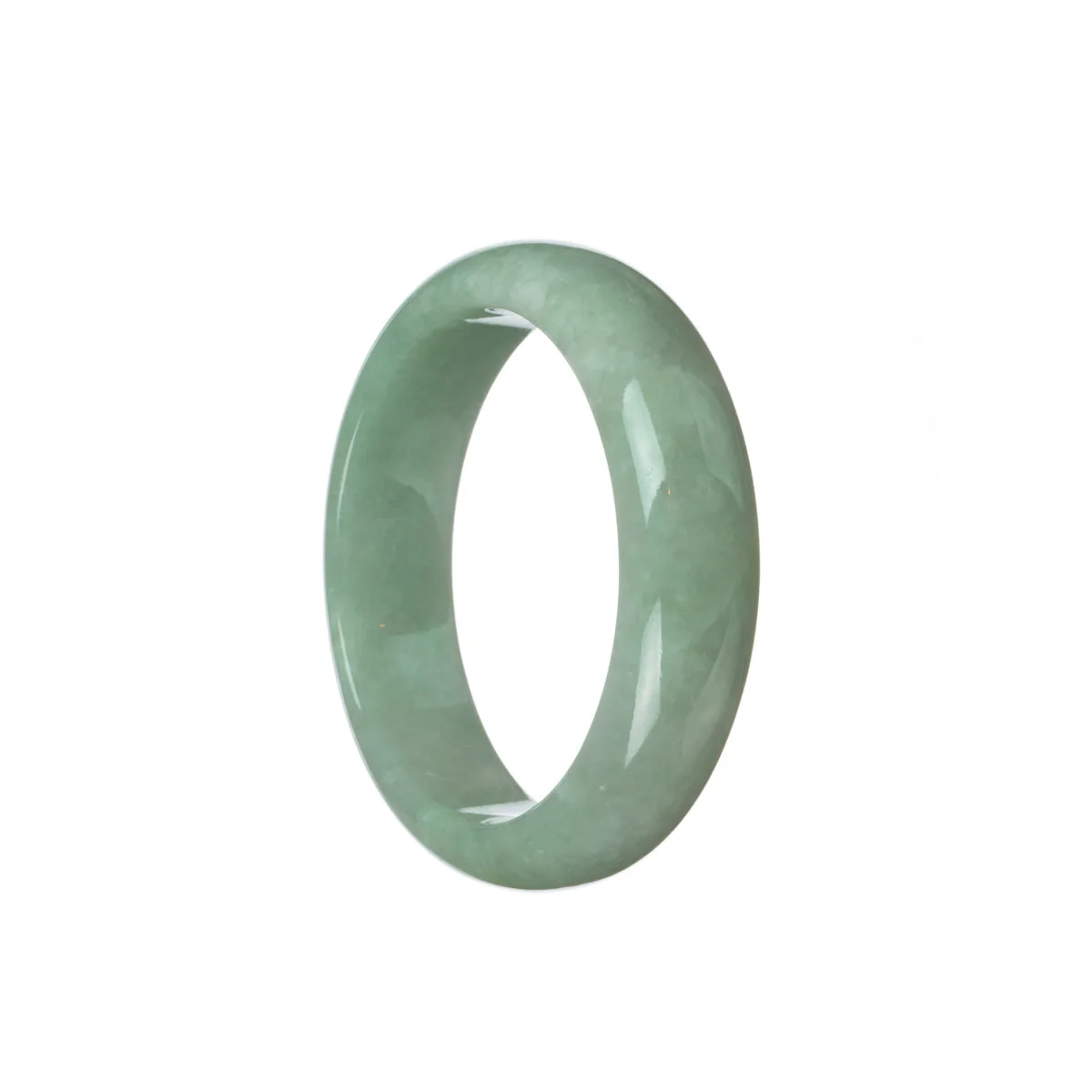 Real Grade A Light green Traditional Jade Bangle Bracelet - 53mm Half Moon - Image 2