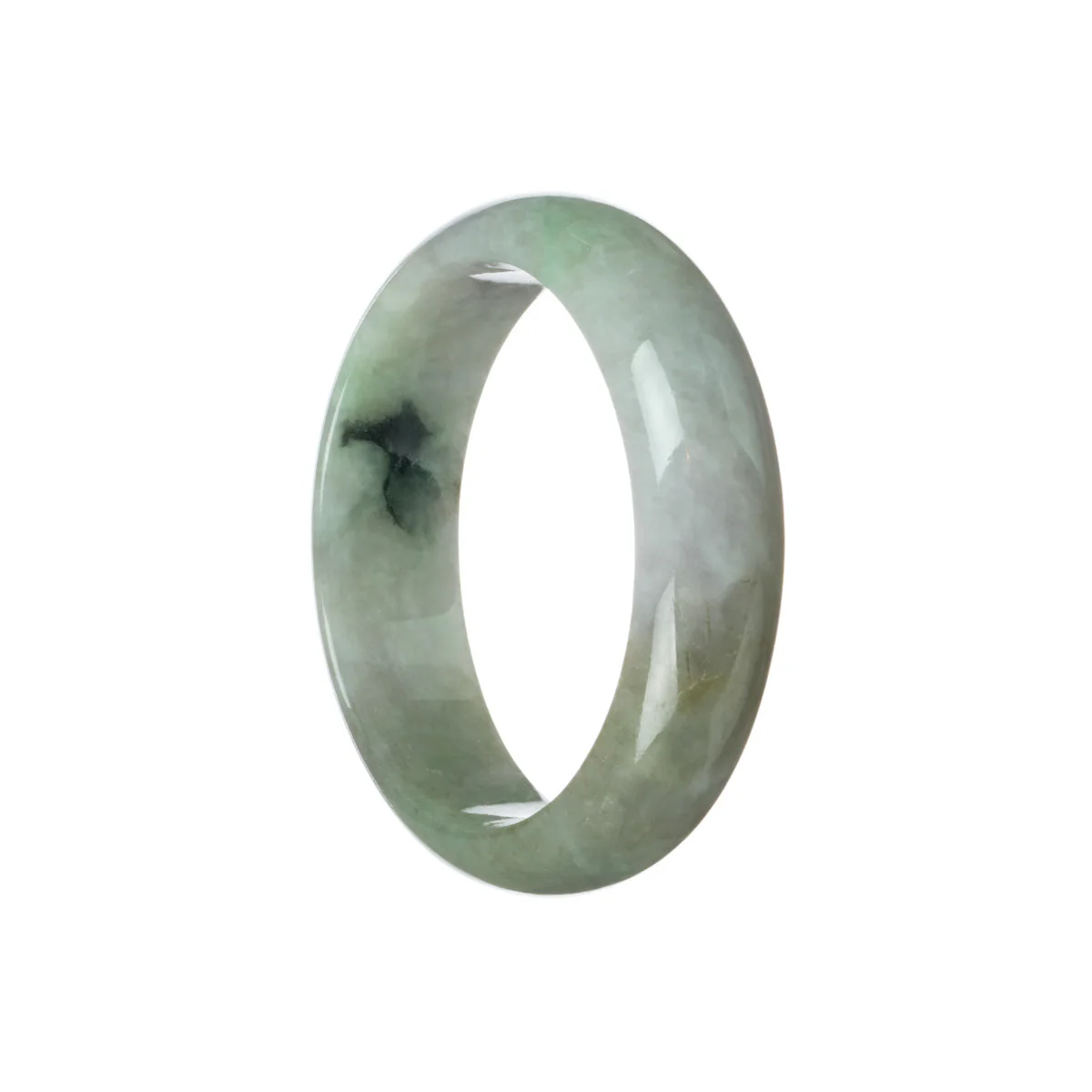 Genuine Grade A Lavender with green Jade Bangle - 59mm Half Moon
