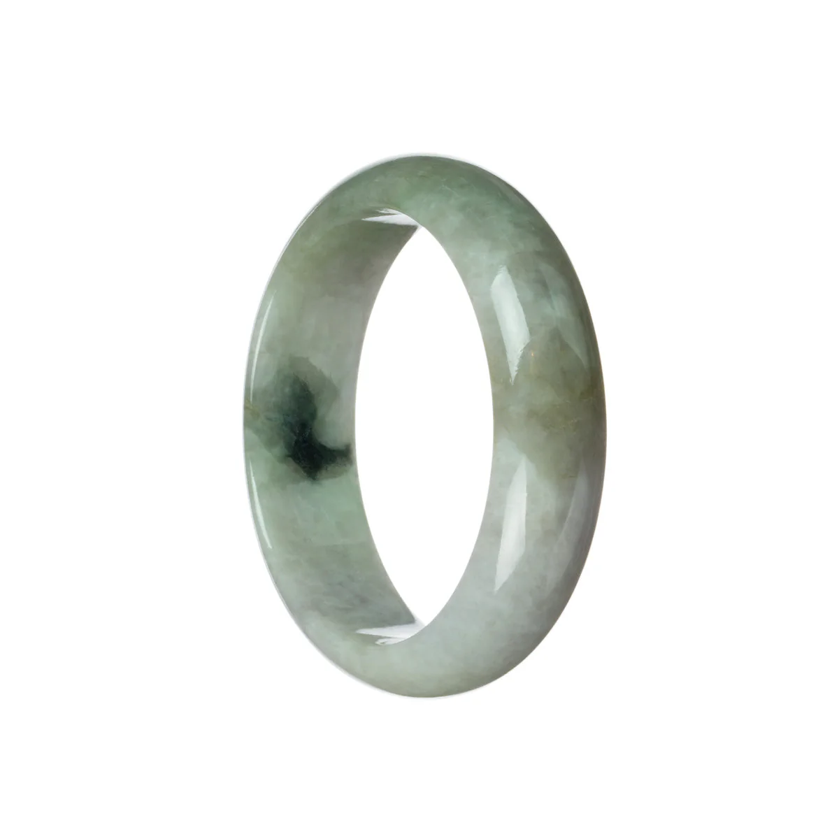Genuine Grade A Lavender with green Jade Bangle - 59mm Half Moon - Image 2