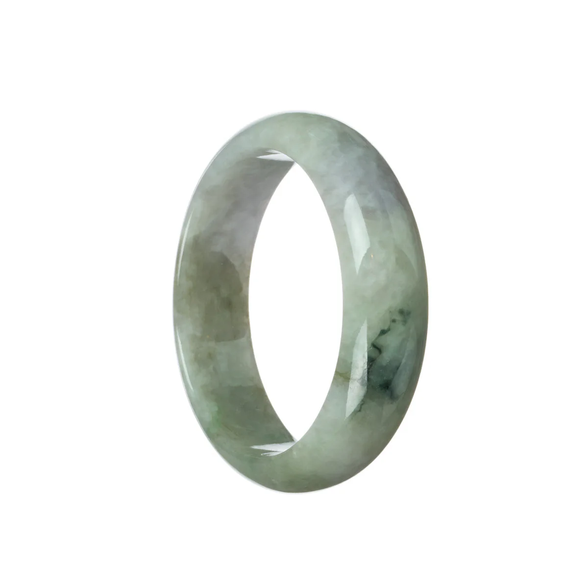 Genuine Grade A Lavender with green Jade Bangle - 59mm Half Moon - Image 3