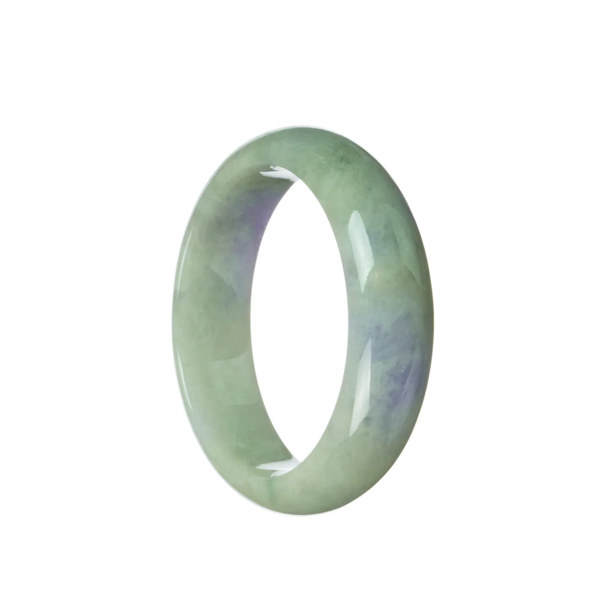 Certified Natural Green with lavender Traditional Jade Bangle Bracelet - 57mm Half Moon