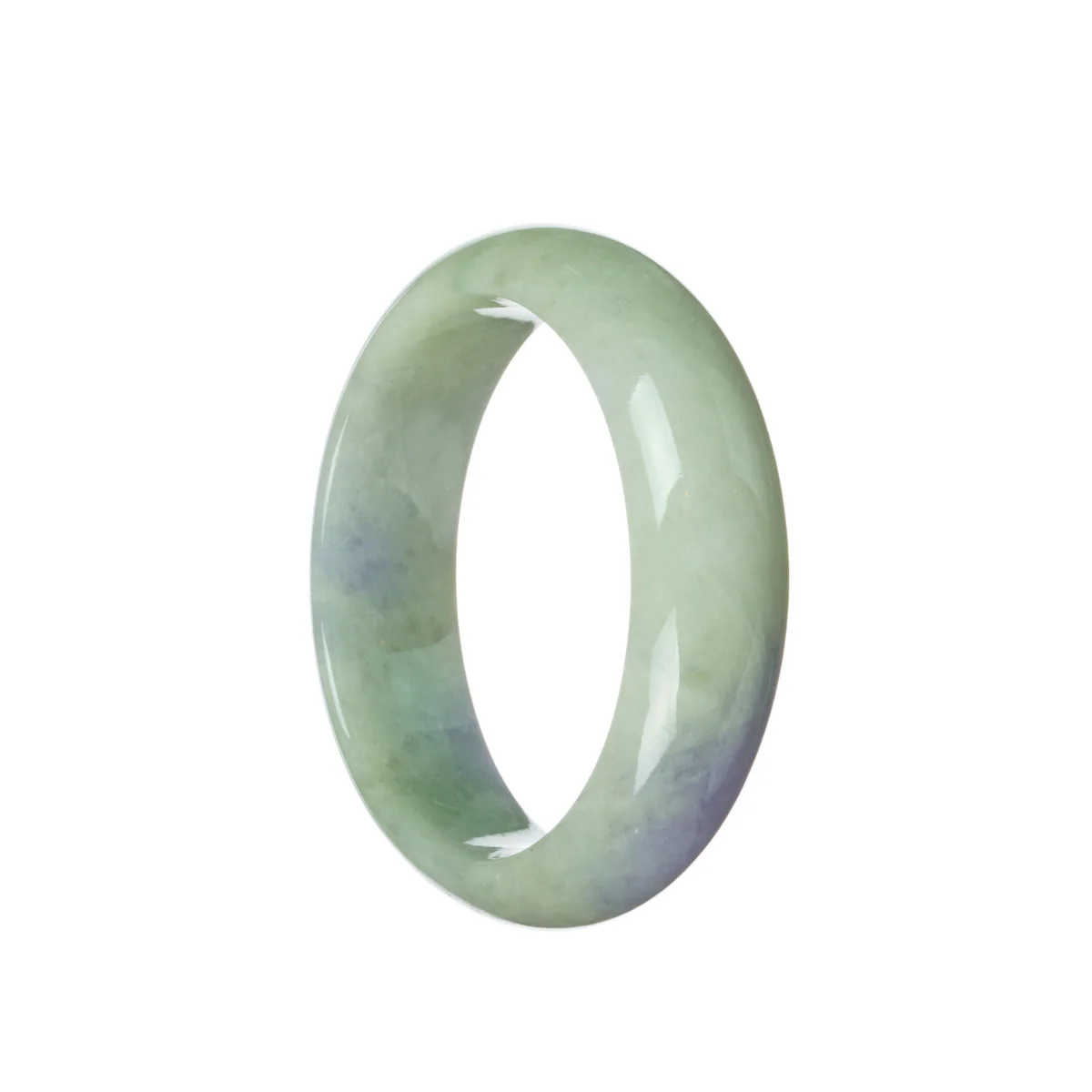 Certified Natural Green with lavender Traditional Jade Bangle Bracelet - 57mm Half Moon - Image 2