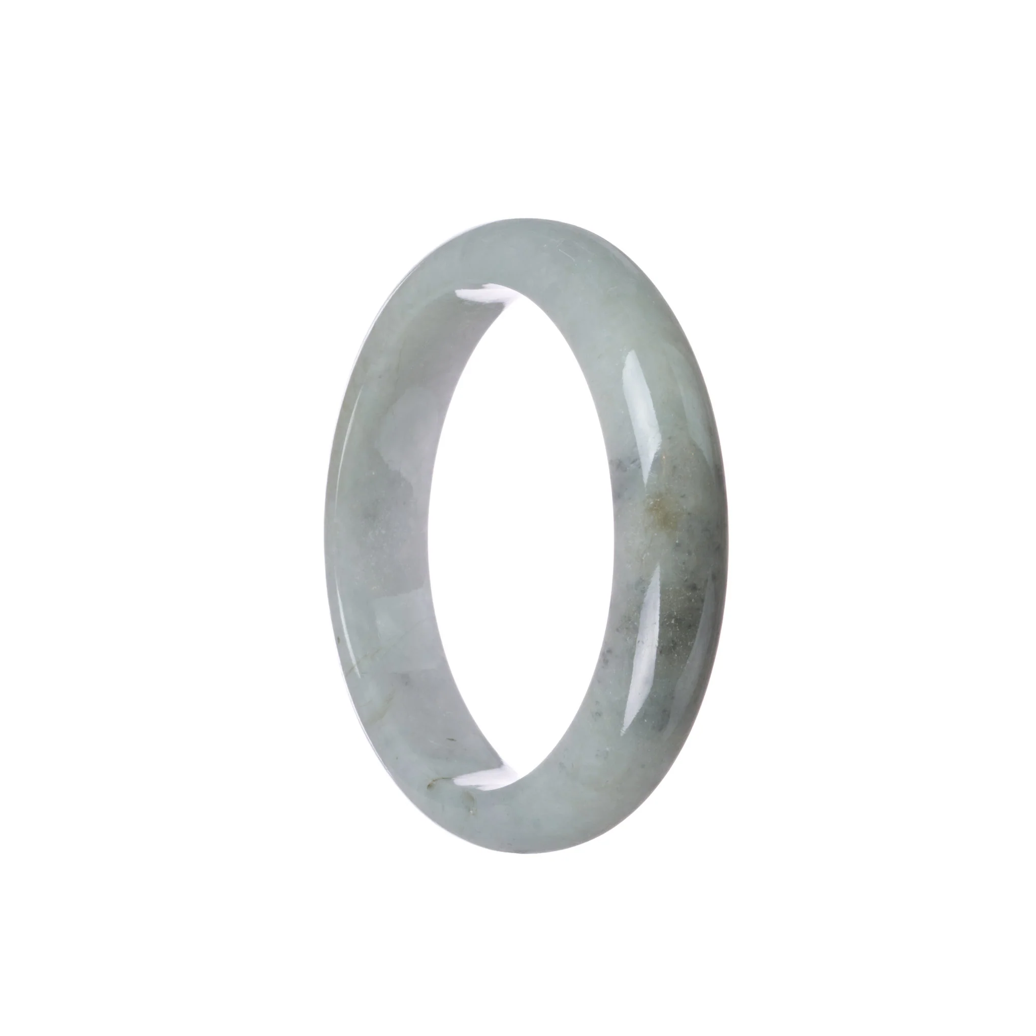 Authentic Grade A Light Grey Jadeite Bangle Bracelet - 55mm Semi Round - Image 3
