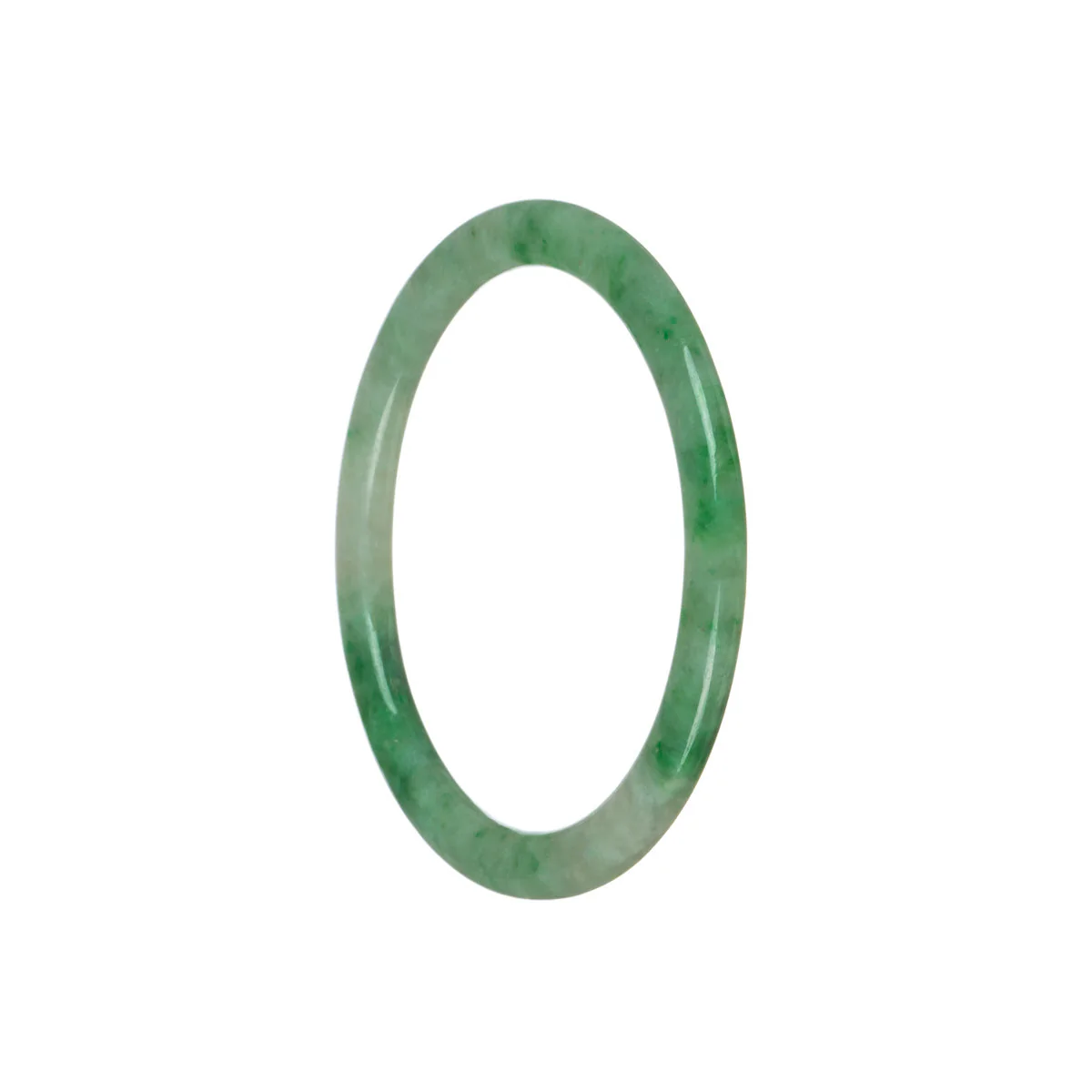 Authentic Type A Emerald green with white Jade Bangle - 59mm Flat