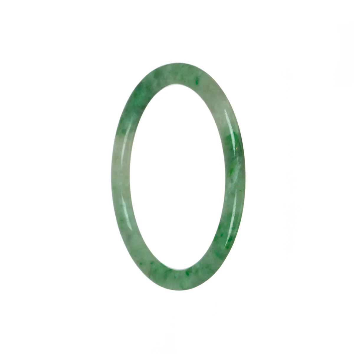 Authentic Type A Emerald green with white Jade Bangle - 59mm Flat - Image 2