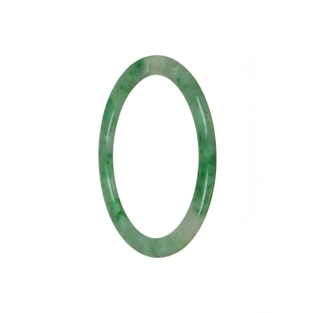 Authentic Type A Emerald green with white Jade Bangle - 59mm Flat - Image 3