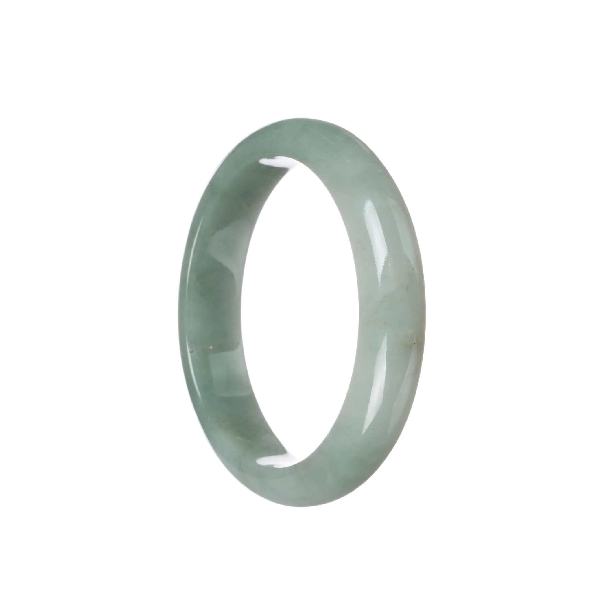 Genuine Grade A Green Jade Bangle - 59mm Half Moon - Image 2
