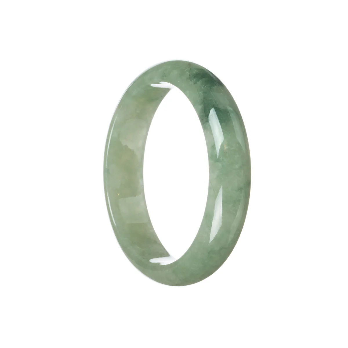 Real Grade A Green Traditional Jade Bangle - 59mm Half Moon