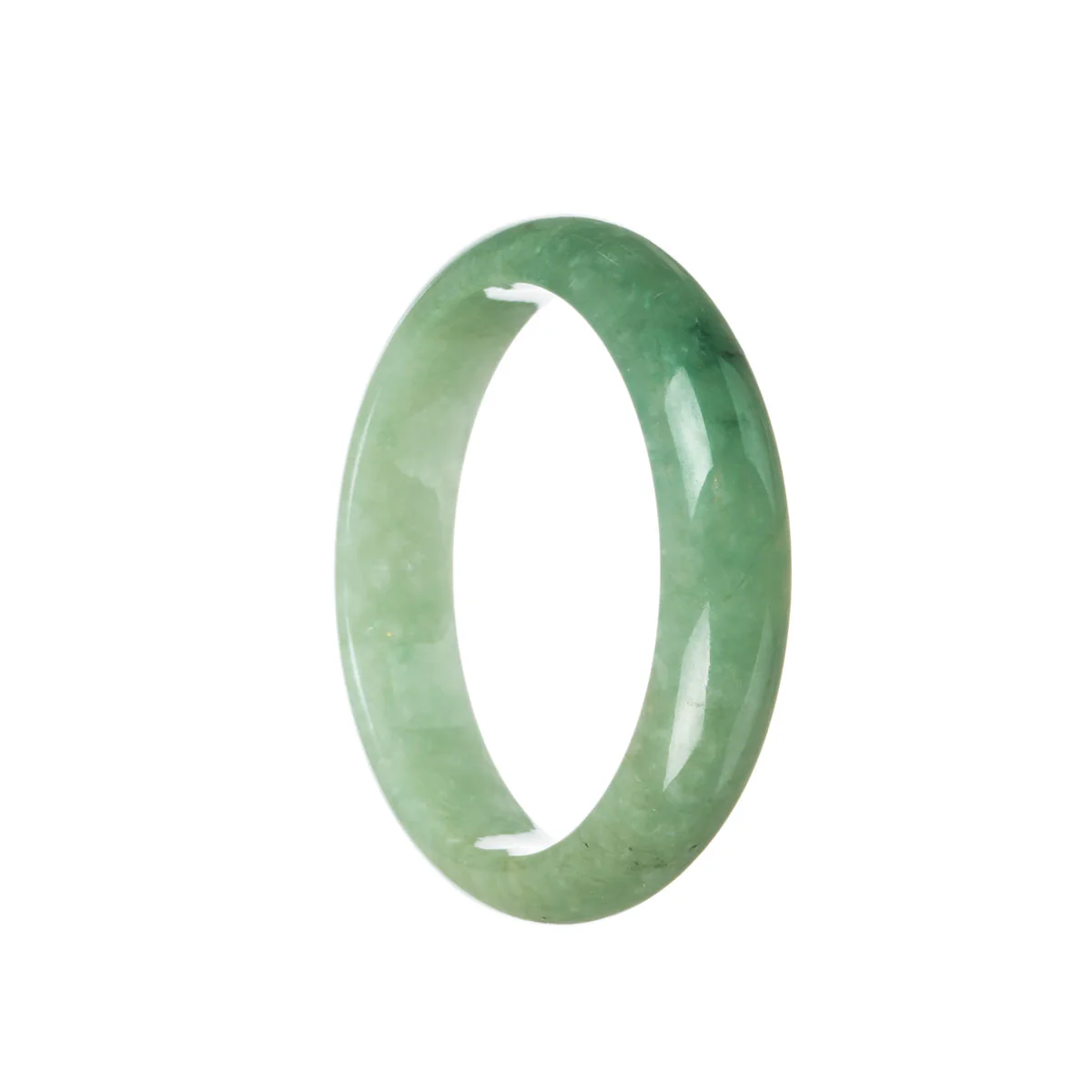 Certified Grade A Green Burma Jade Bangle - 59mm Half Moon